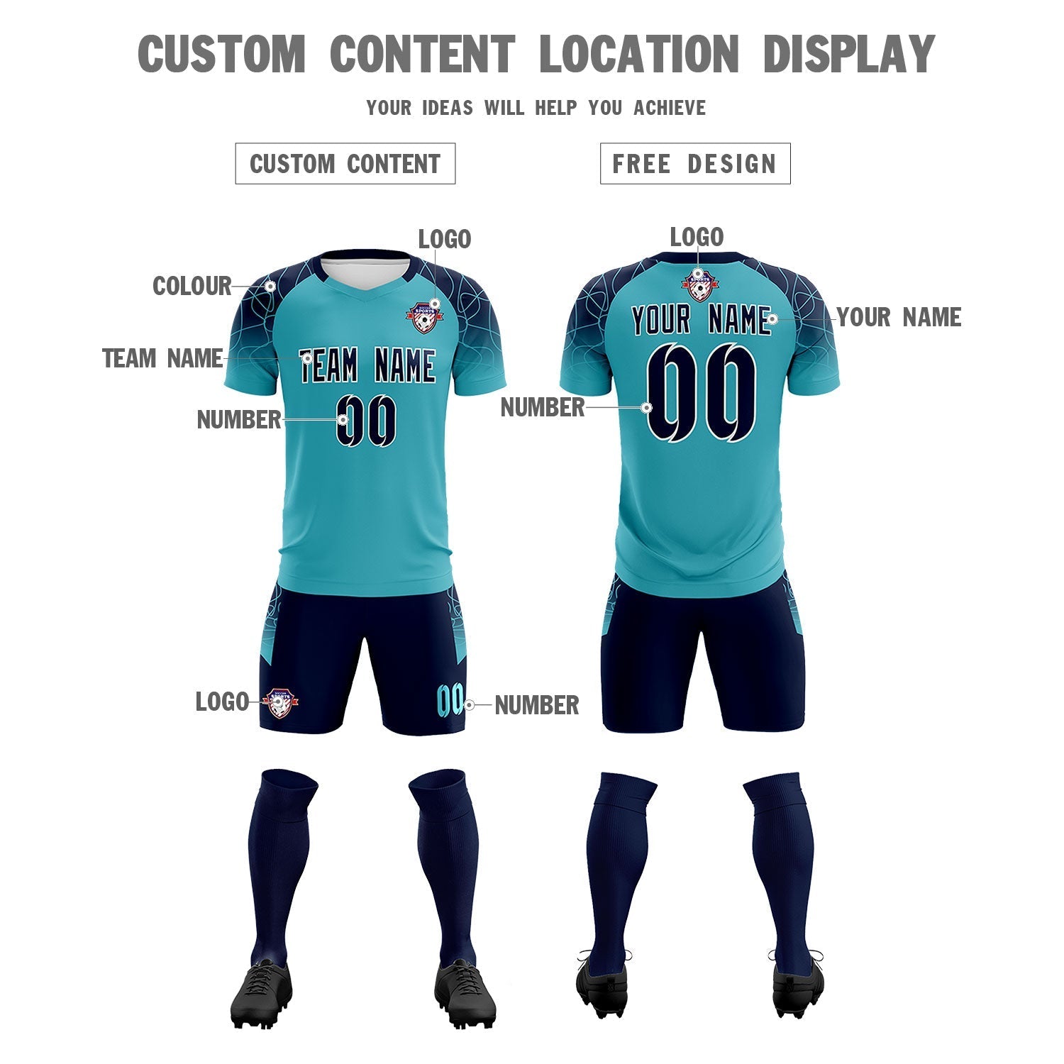 Custom Sky Blue Classic Soccer Training Sets Jersey For Adults/Kids