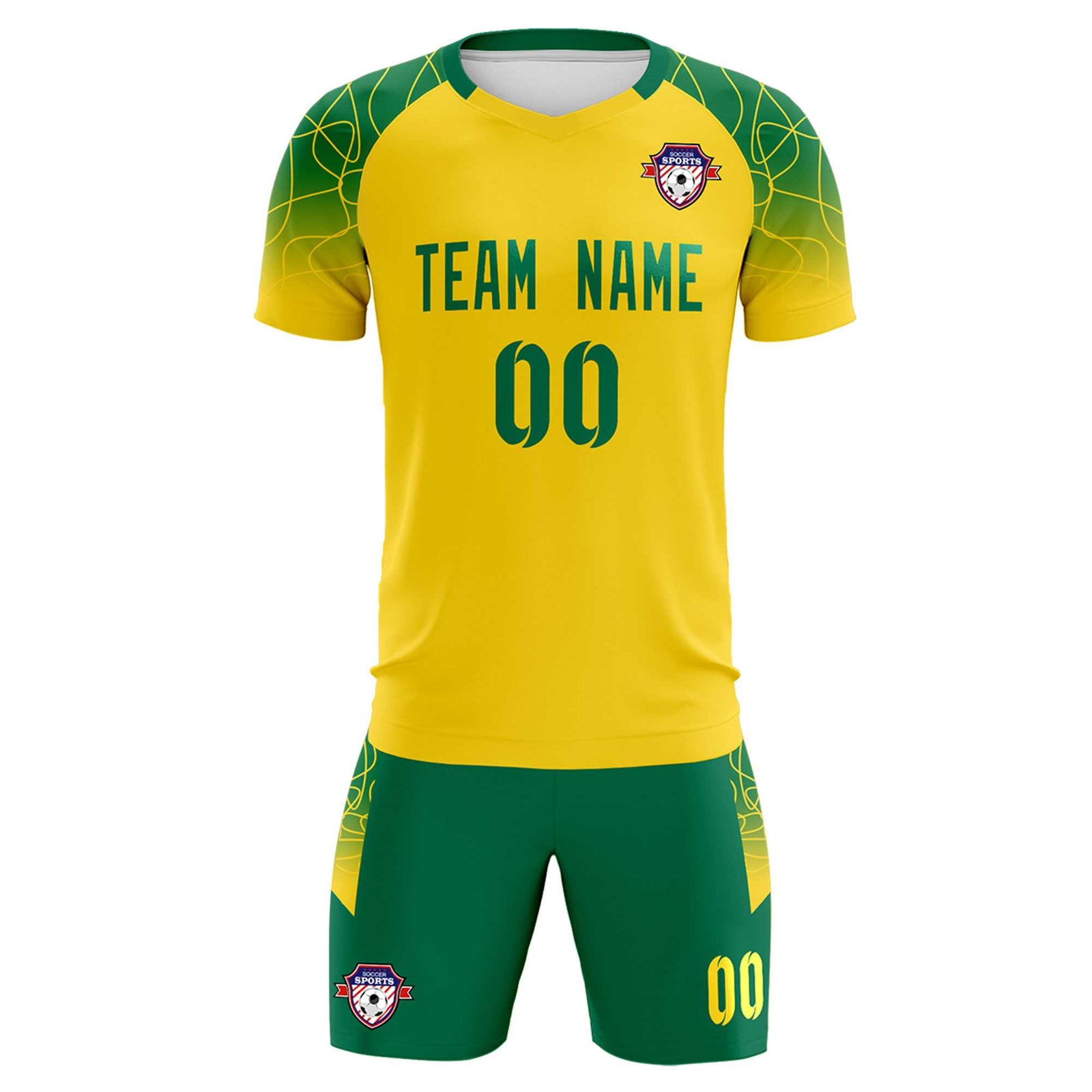 Custom Gold Classic Soccer Training Sets Jersey For Adults/Kids