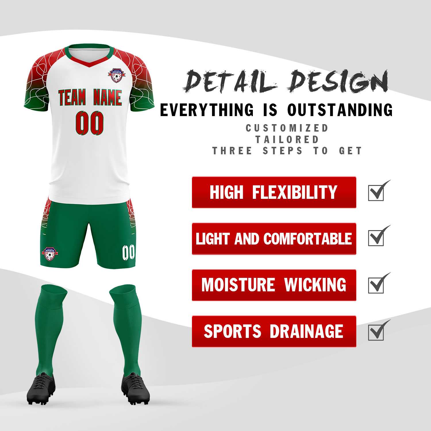 Custom White Classic Soccer Training Sets Jersey For Adults/Kids