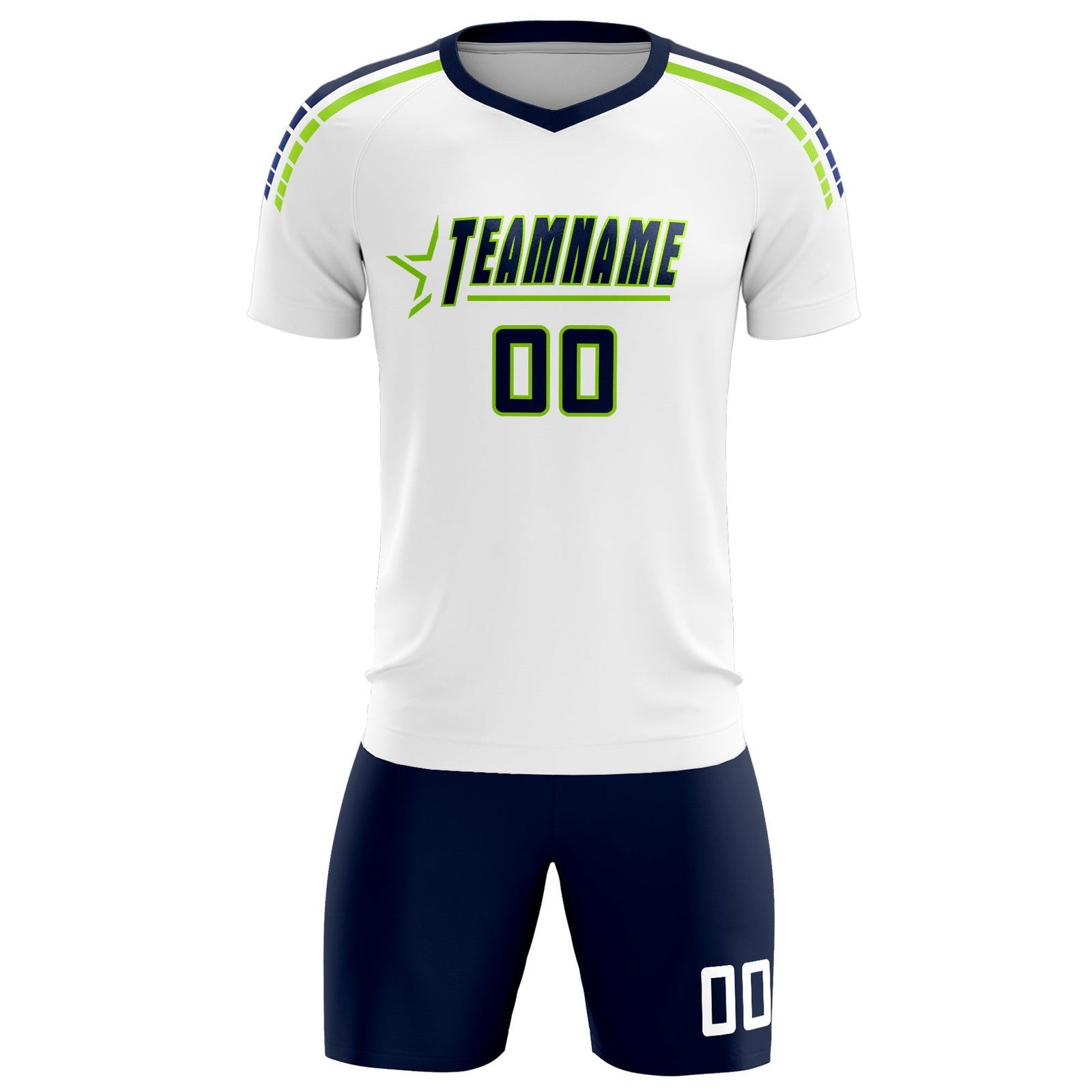 Custom White Raglan Shoulder Striped Soccer Tops/Sets Jersey