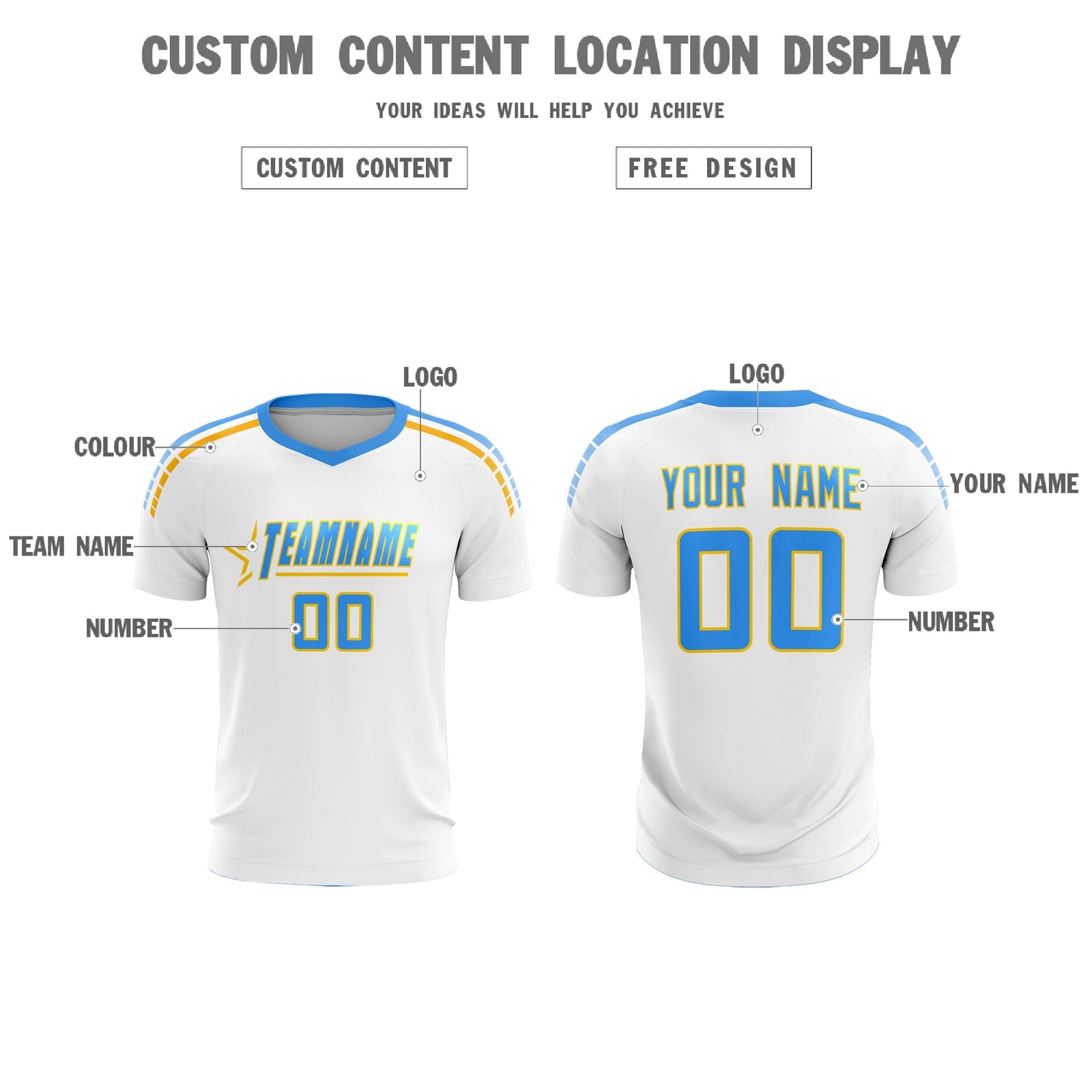 Custom White Raglan Shoulder Striped Soccer Tops/Sets Jersey