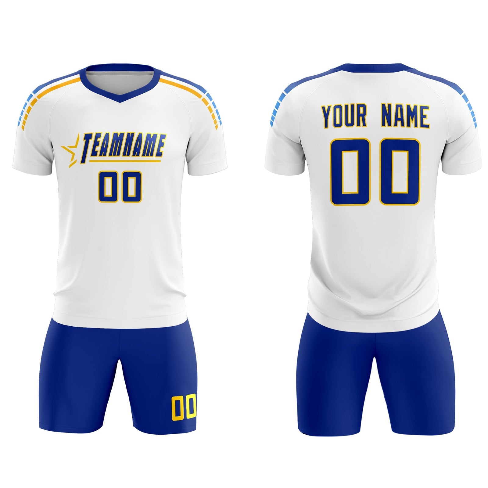 Custom White Raglan Shoulder Striped Soccer Tops/Sets Jersey