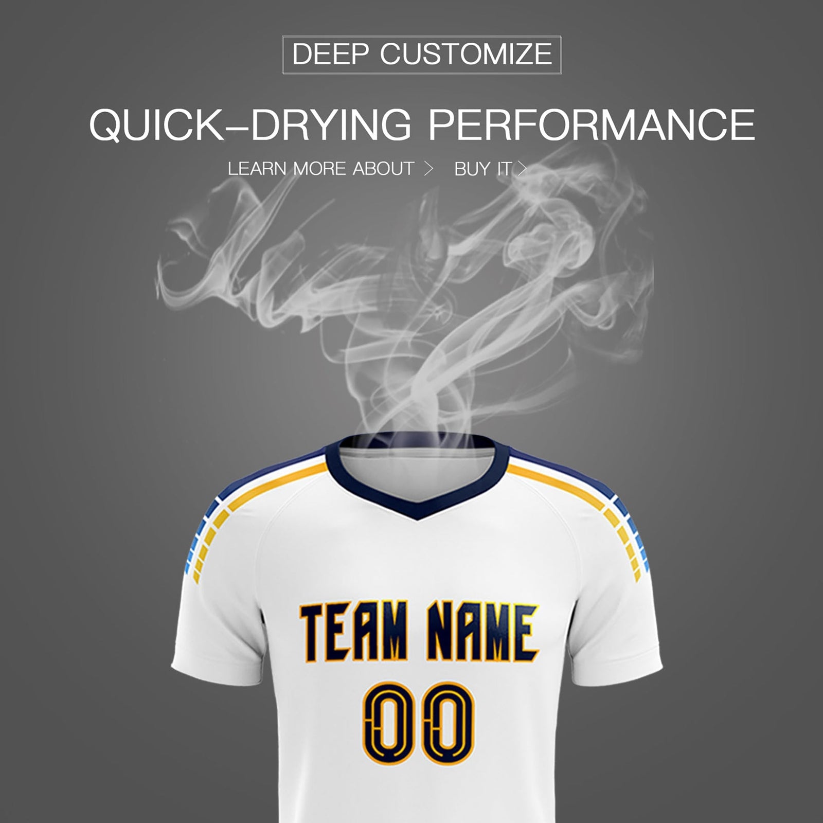 Custom White Raglan Shoulder Striped Soccer Tops/Sets Jersey