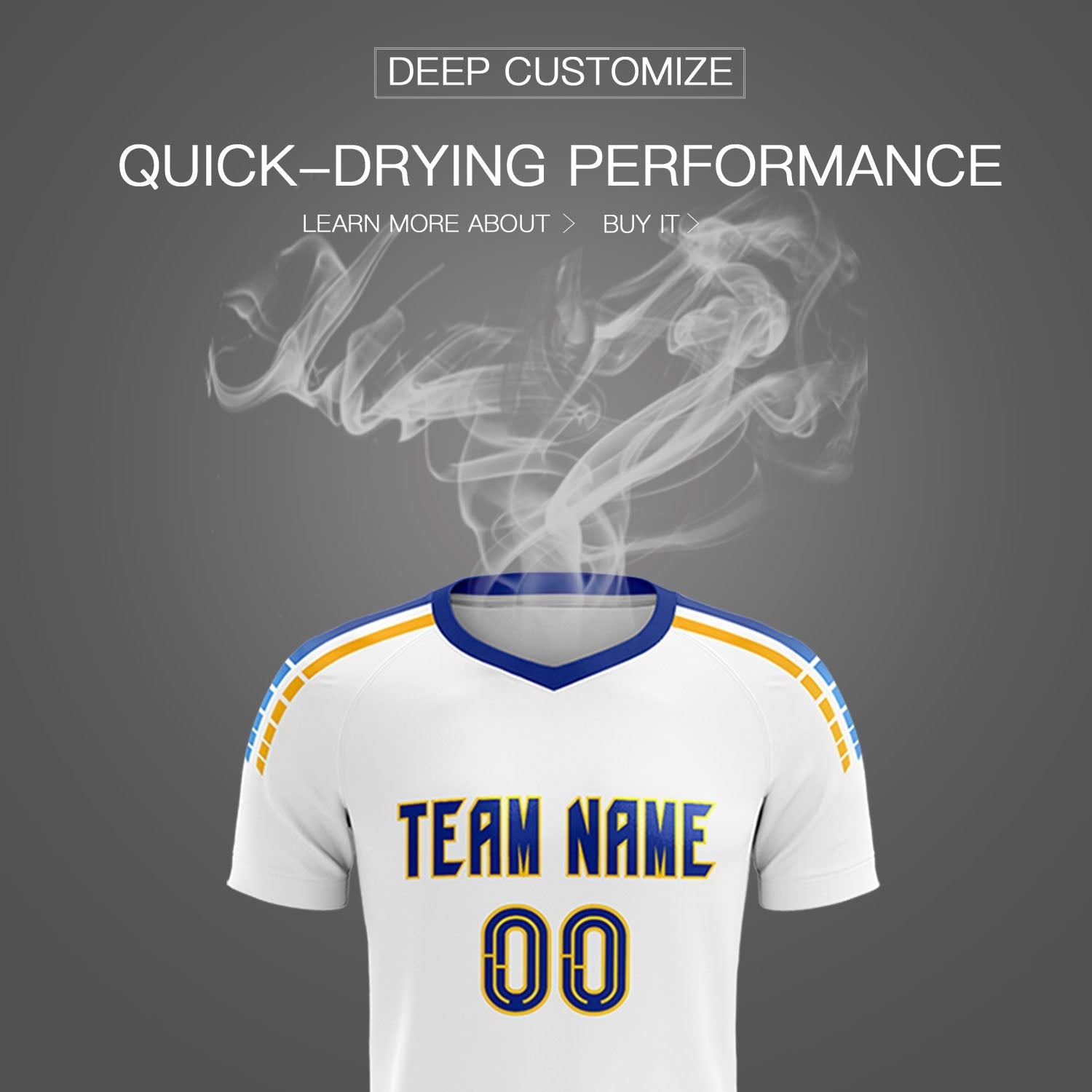 Custom White Raglan Shoulder Striped Soccer Tops/Sets Jersey