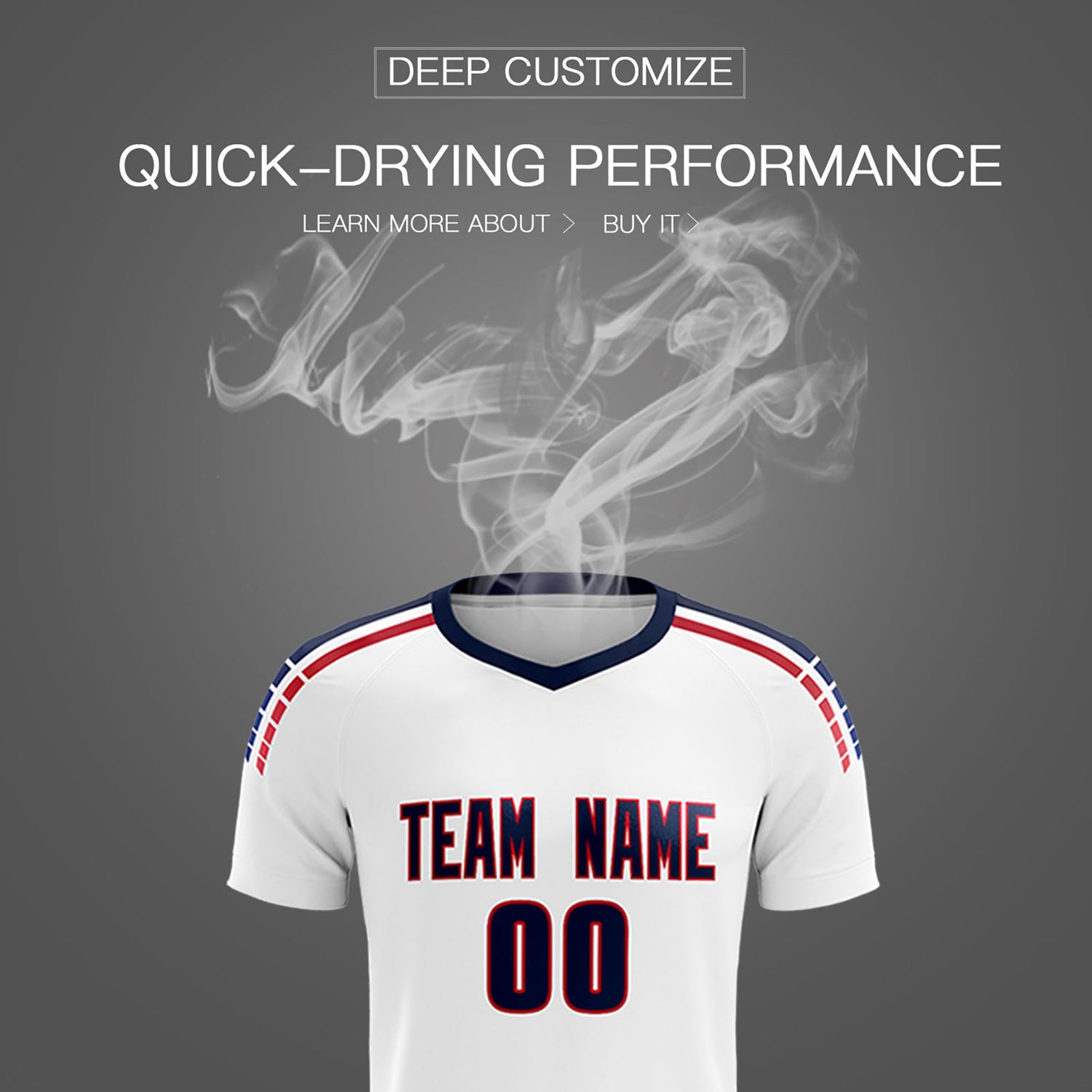 Custom white Striped Quick Dry Tops Soccer Sets Jersey