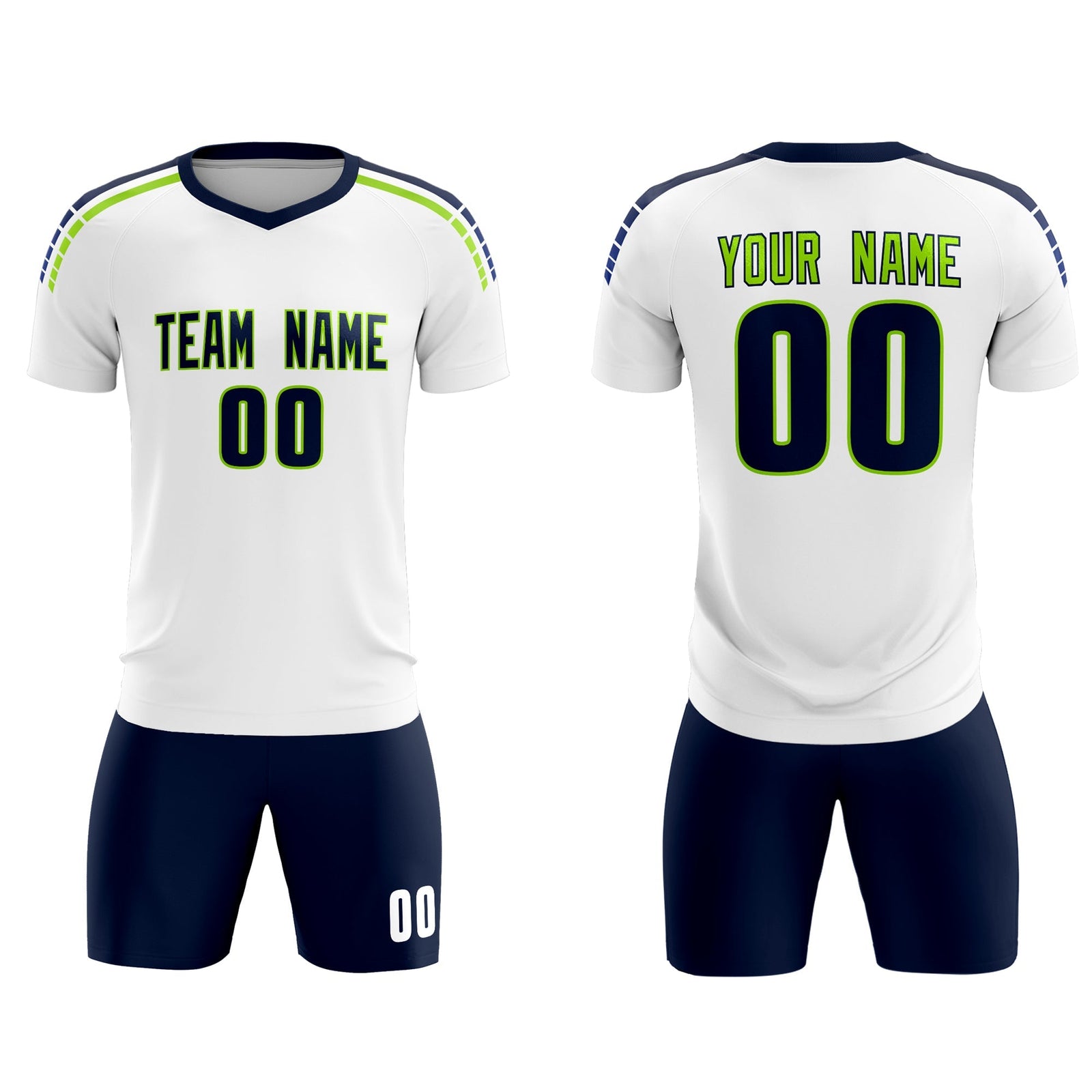 Custom White Raglan Shoulder Striped Soccer Tops/Sets Jersey
