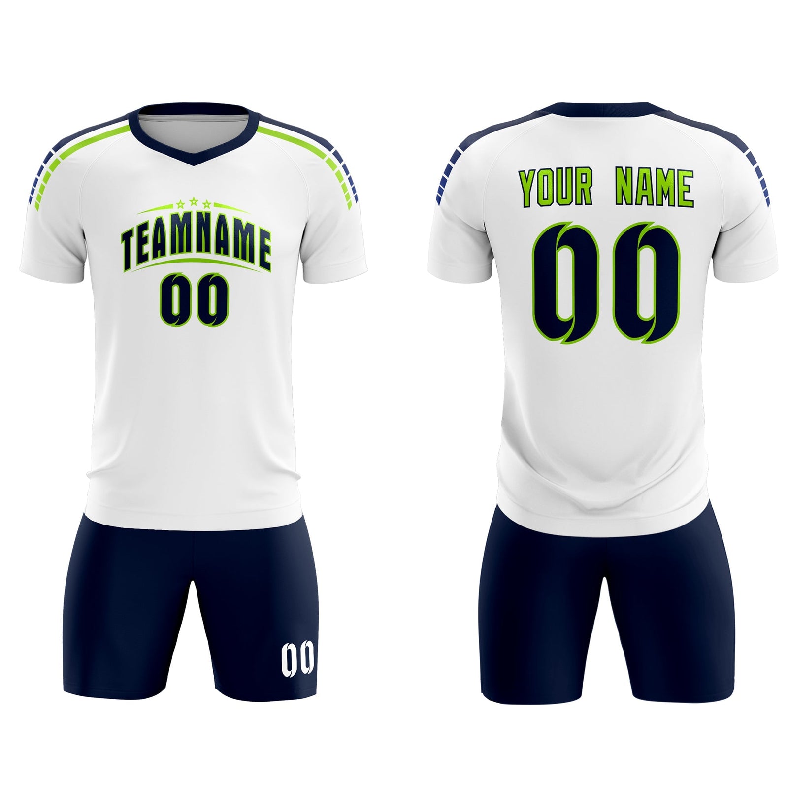 Custom White Raglan Shoulder Striped Soccer Tops/Sets Jersey