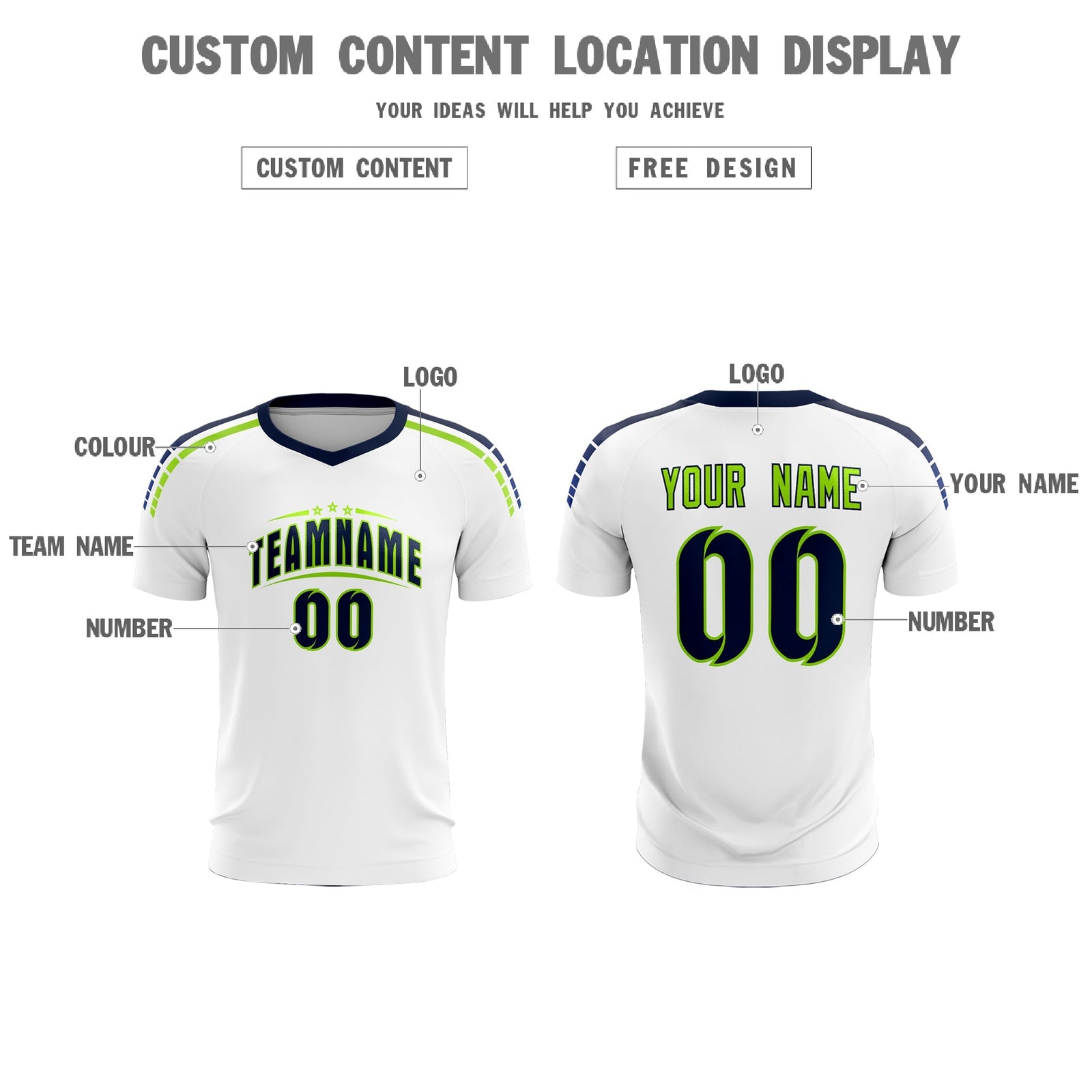 Custom White Raglan Shoulder Striped Soccer Tops/Sets Jersey