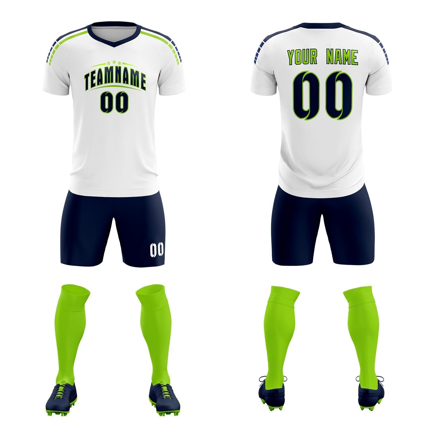 Custom White Raglan Shoulder Striped Soccer Tops/Sets Jersey