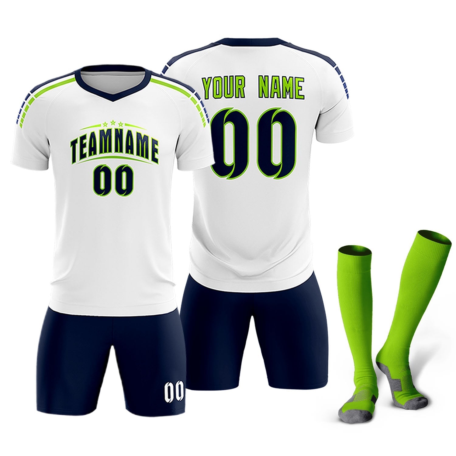Custom White Raglan Shoulder Striped Soccer Tops/Sets Jersey