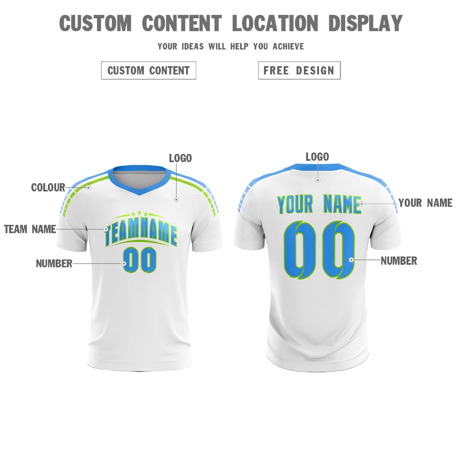 Custom White Raglan Shoulder Striped Soccer Tops/Sets Jersey