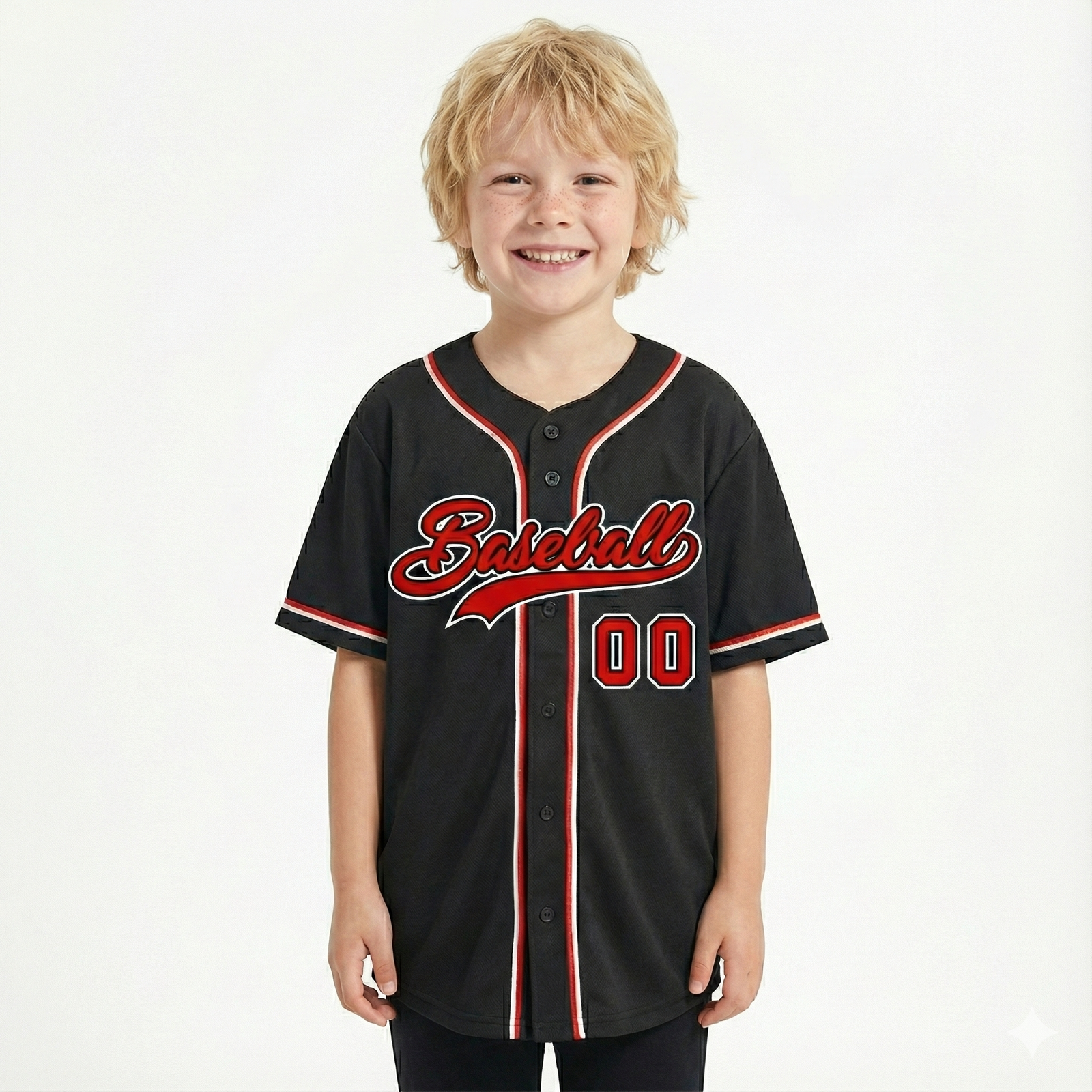 Custom Black Red-White Classic Style Authentic Baseball Jersey For Youth | KXKSHOP