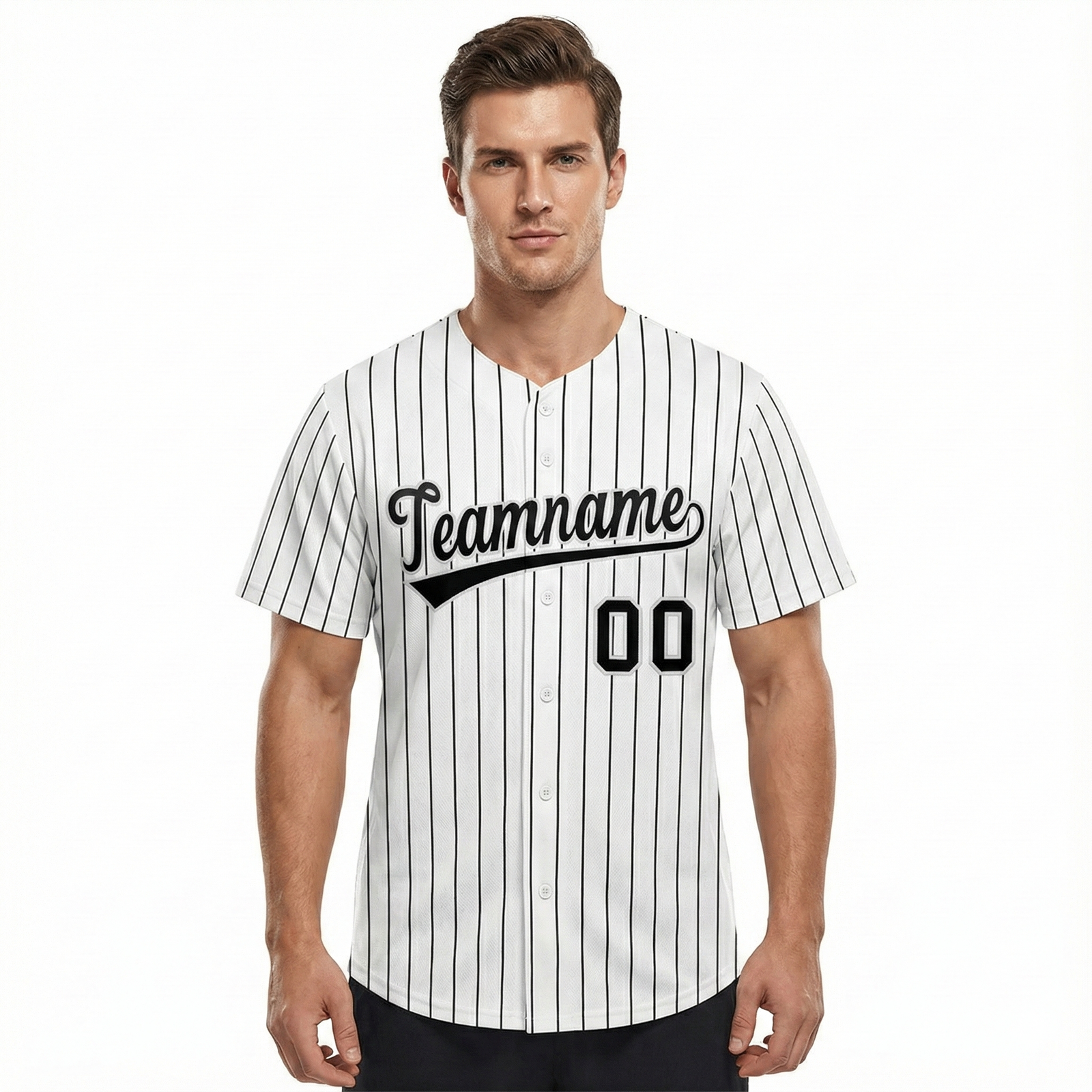 Custom White Black Stripe Fashion Authentic Baseball Jersey For Men