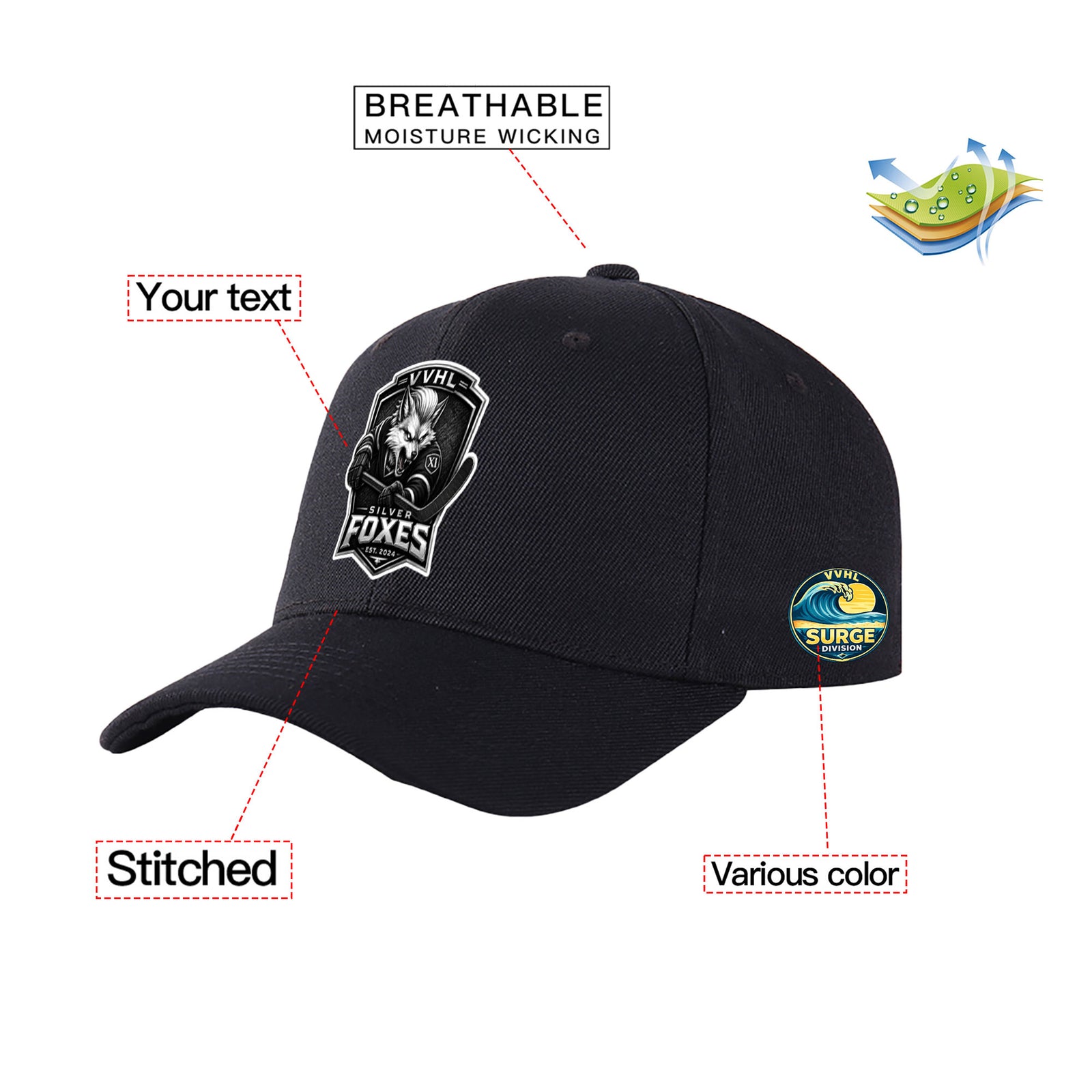 VVHL S11 Season × Silver Fox3D Puff Embroidery Flat Embroidery Baseball Cap