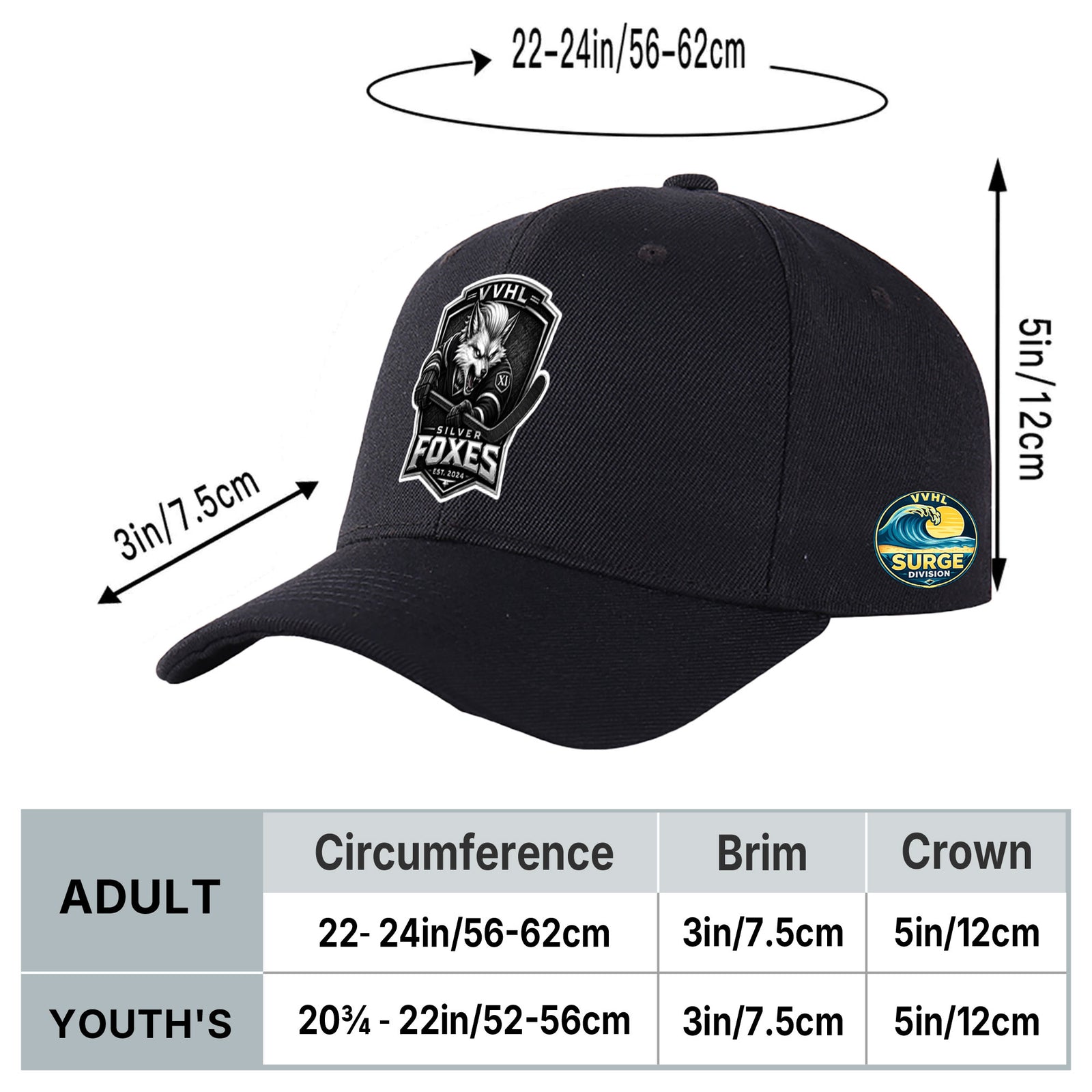 VVHL S11 Season × Silver Fox3D Puff Embroidery Flat Embroidery Baseball Cap