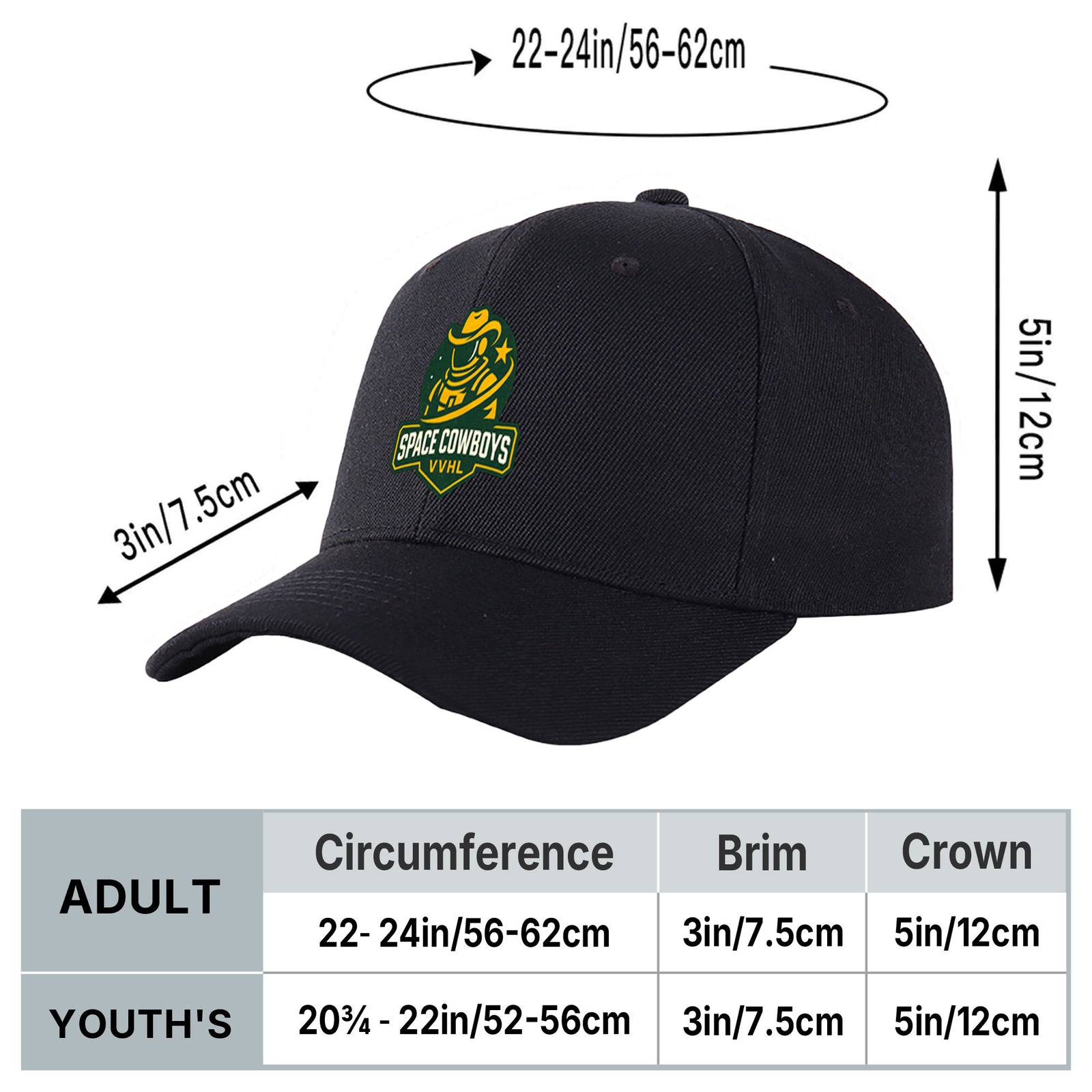 VVHL Black S9-Space-Cowboys 3D Puff Embroidery Flat Embroidery Baseball Cap