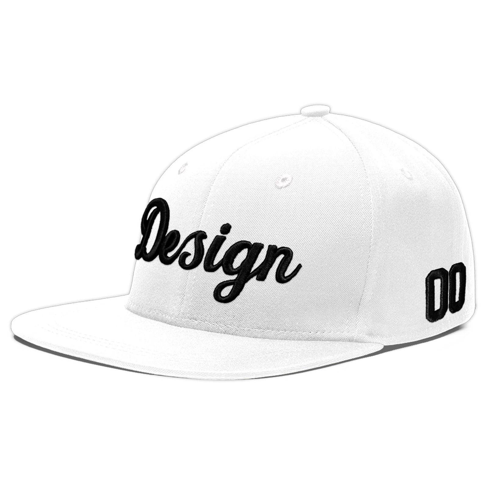 Custom White 3D Puff Embroidery Flat Embroidery Casual Sport Baseball Cap