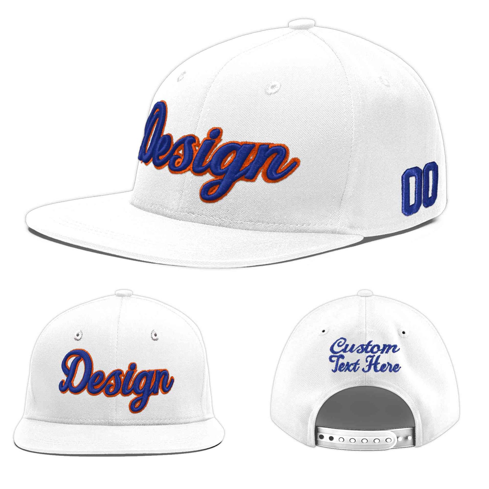 Custom White 3D Puff Embroidery Flat Embroidery Casual Sport Baseball Cap