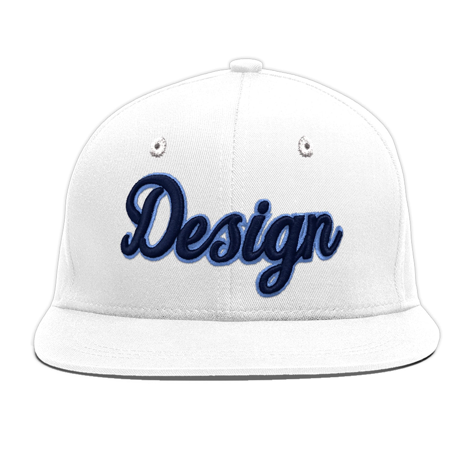 Custom White 3D Puff Embroidery Flat Embroidery Casual Sport Baseball Cap