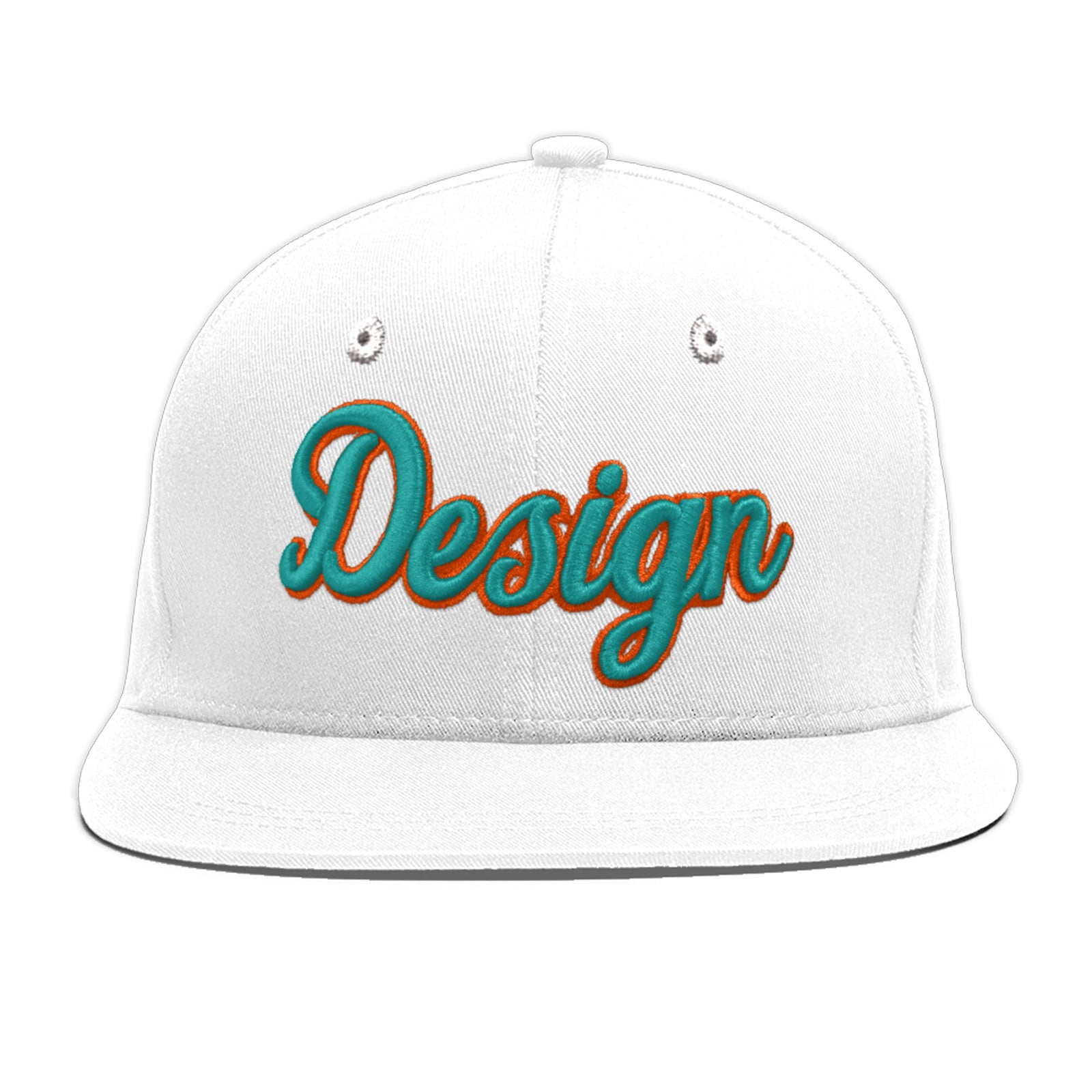 Custom White 3D Puff Embroidery Flat Embroidery Casual Sport Baseball Cap