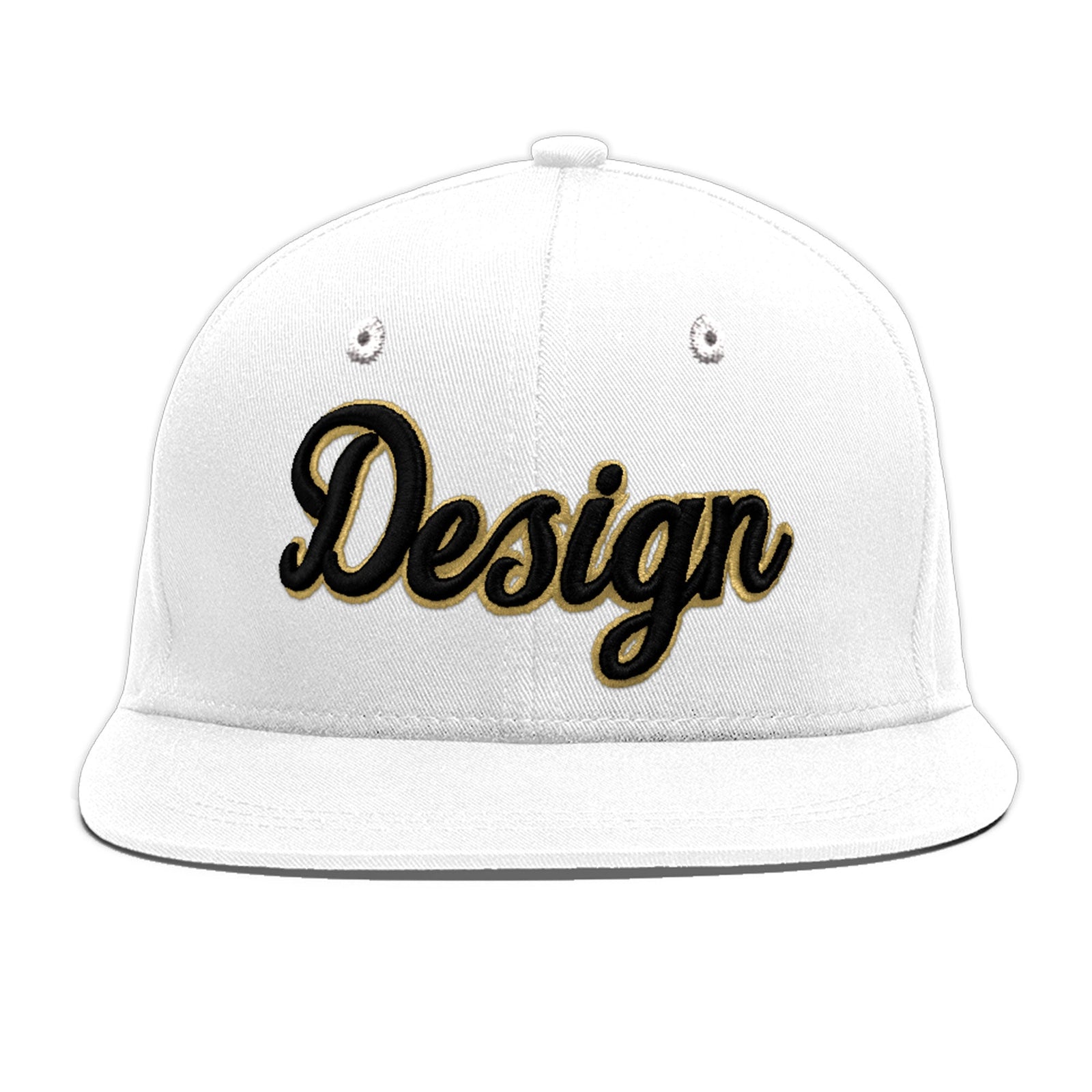 Custom White 3D Puff Embroidery Flat Embroidery Casual Sport Baseball Cap