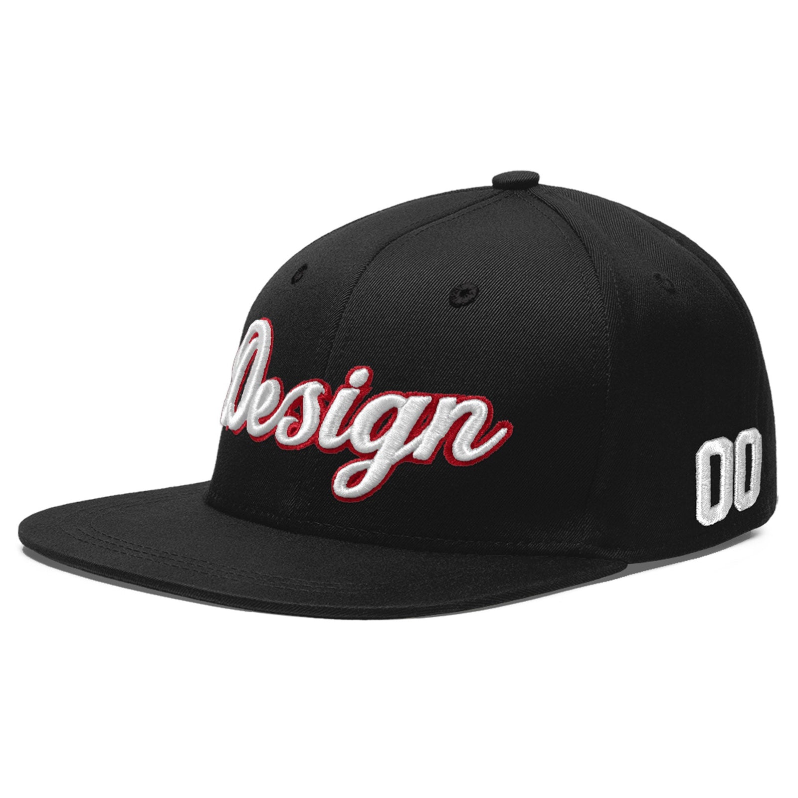 Custom Black 3D Puff Embroidery Flat Embroidery Casual Sport Baseball Cap