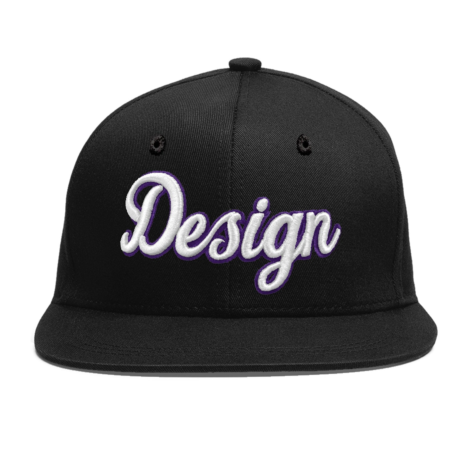 Custom Black 3D Puff Embroidery Flat Embroidery Casual Sport Baseball Cap