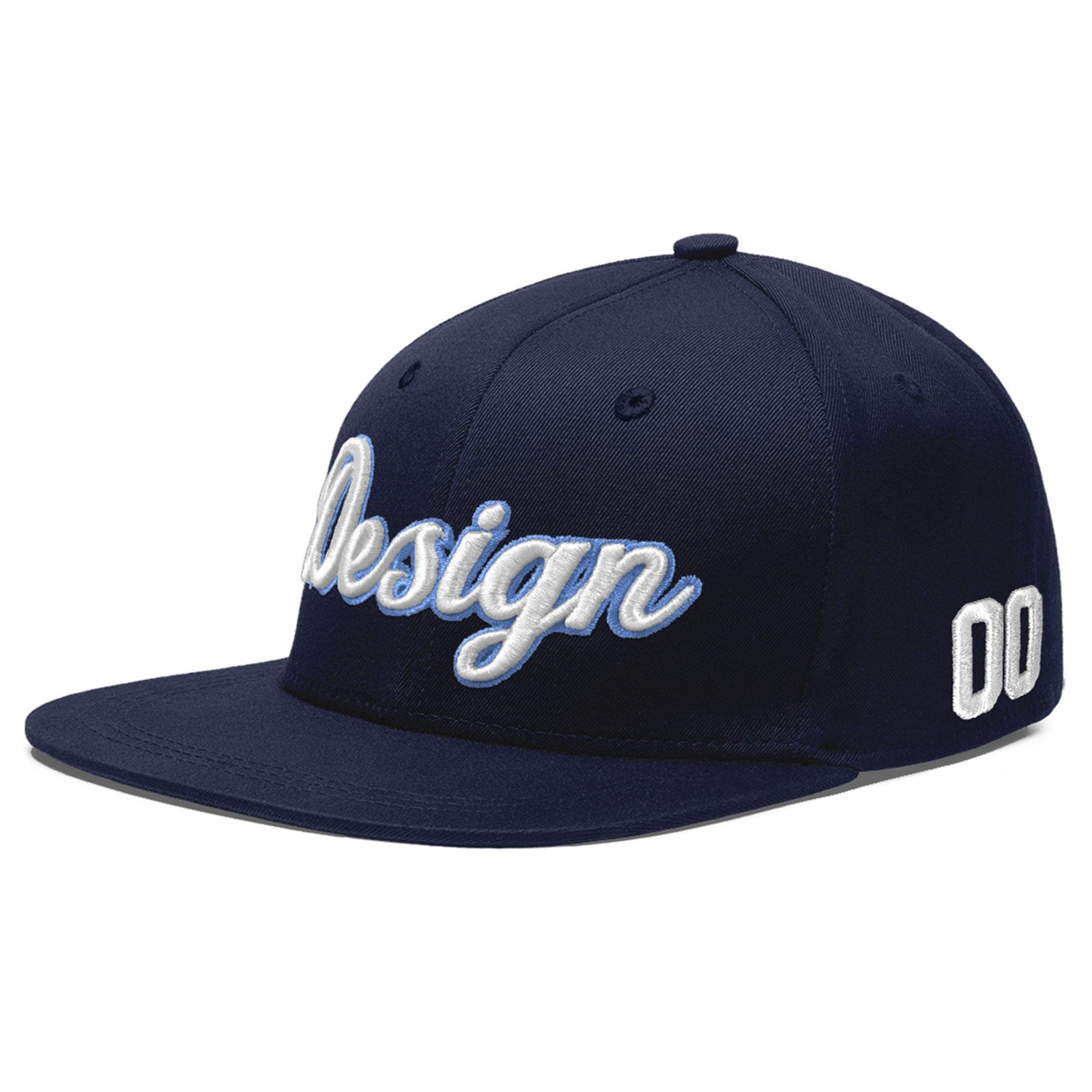 Custom Navy 3D Puff Embroidery Flat Embroidery Casual Sport Baseball Cap