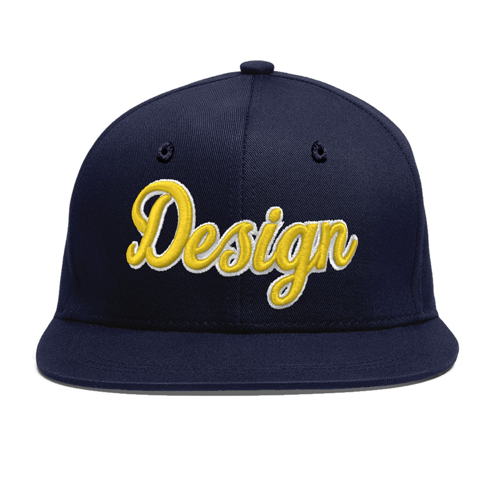Custom Navy 3D Puff Embroidery Flat Embroidery Casual Sport Baseball Cap