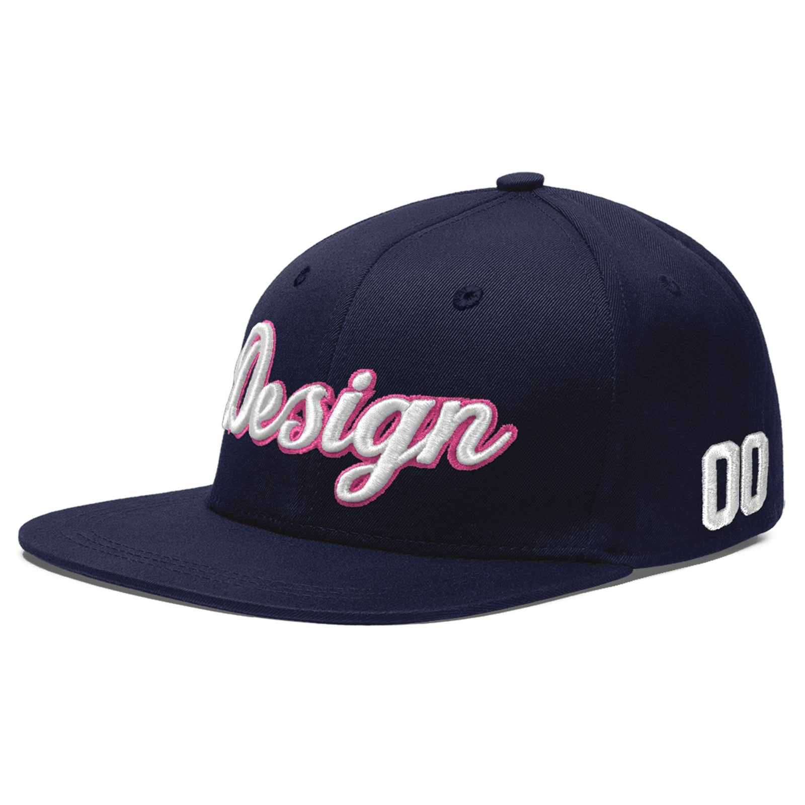 Custom Navy 3D Puff Embroidery Flat Embroidery Casual Sport Baseball Cap