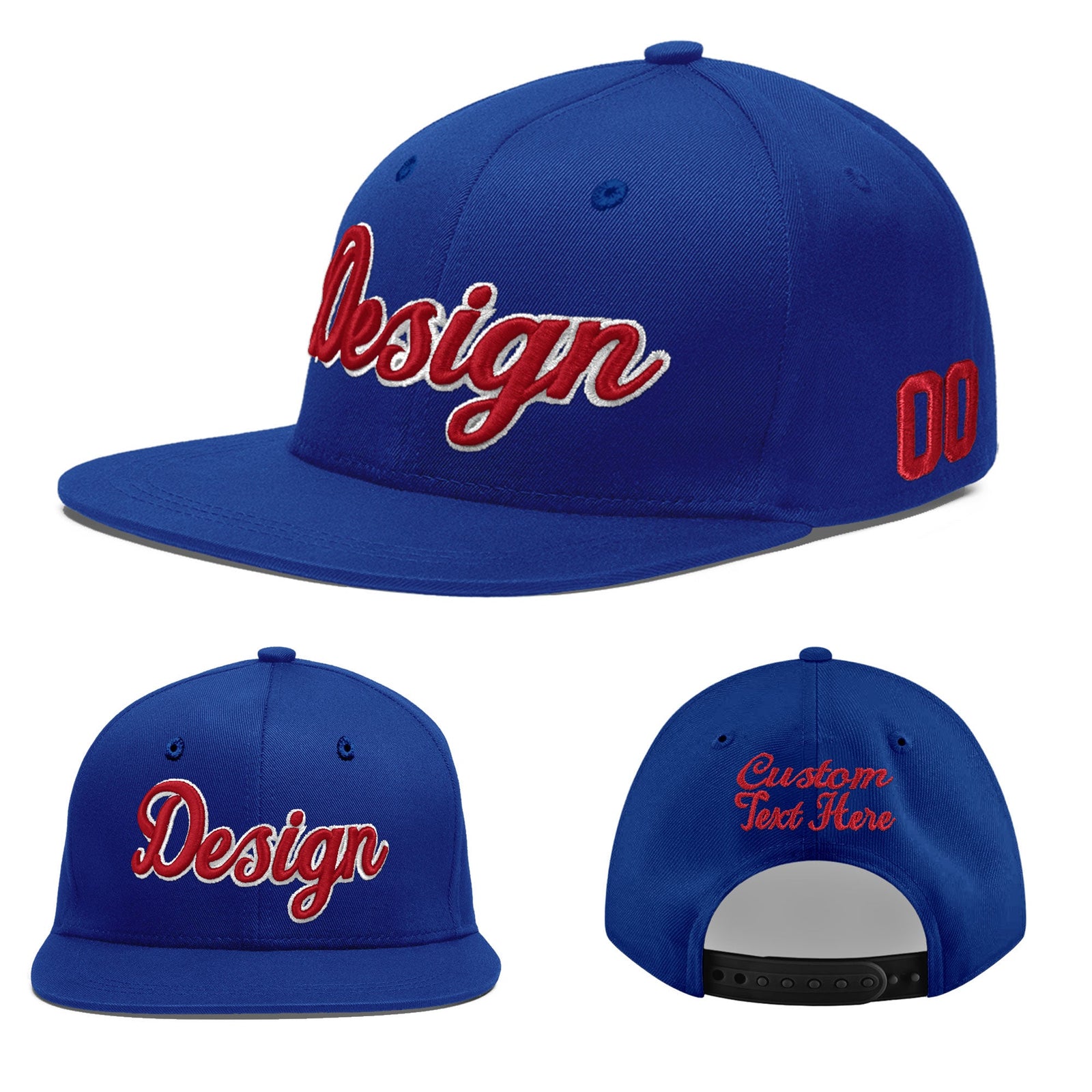 Custom Royal 3D Puff Embroidery Flat Embroidery Casual Sport Baseball Cap