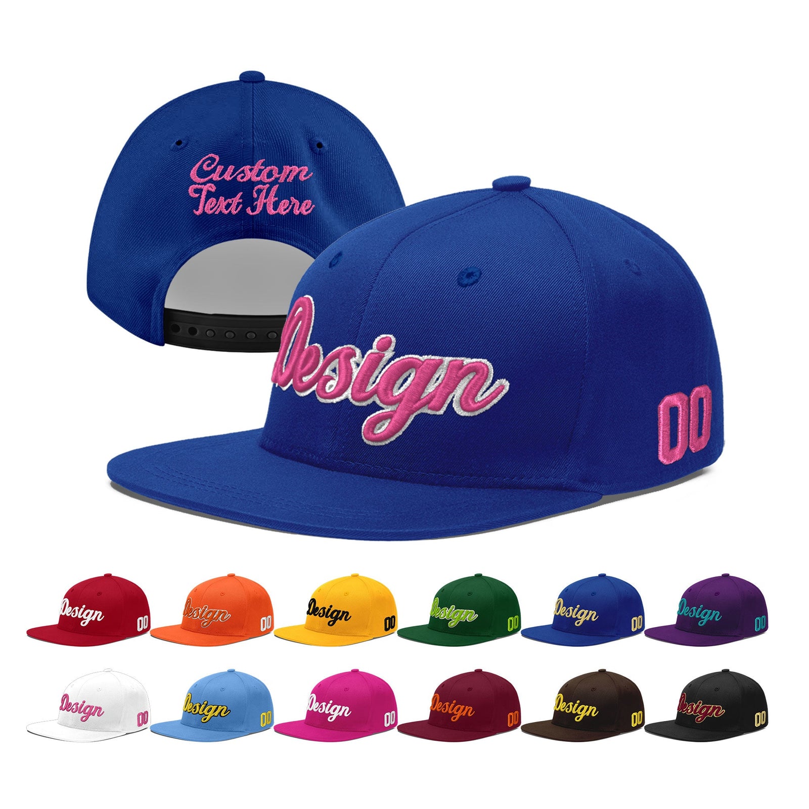 Custom Royal 3D Puff Embroidery Flat Embroidery Casual Sport Baseball Cap