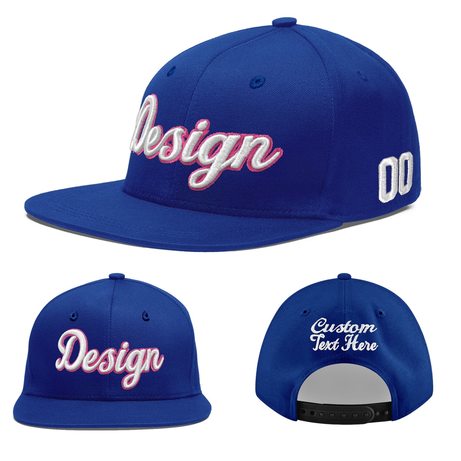 Custom Royal 3D Puff Embroidery Flat Embroidery Casual Sport Baseball Cap