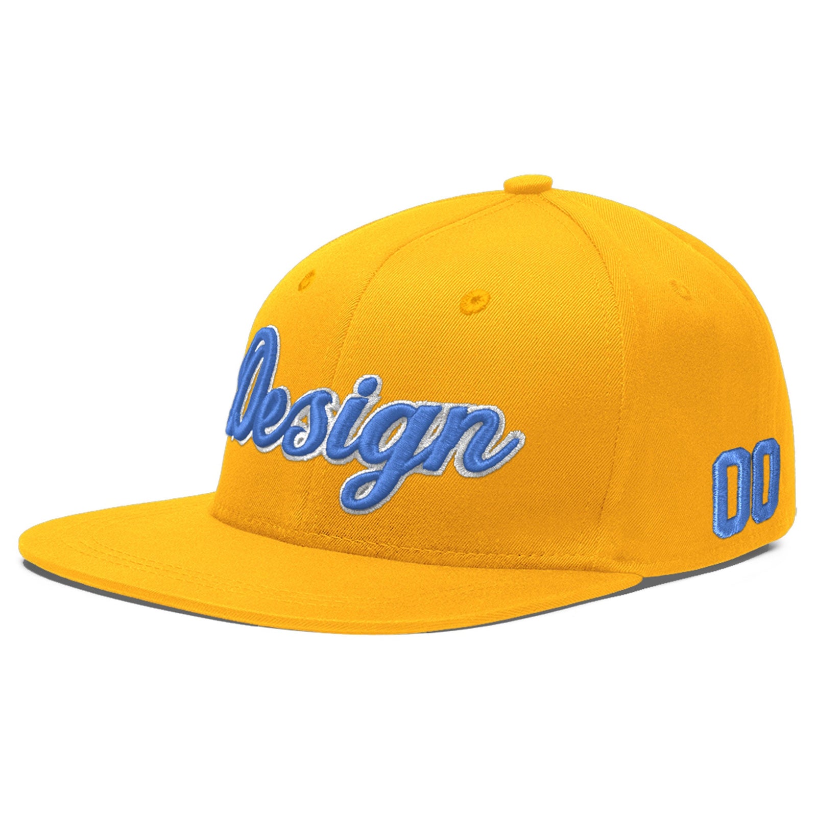 Custom Yellow 3D Puff Embroidery Flat Embroidery Casual Sport Baseball Cap