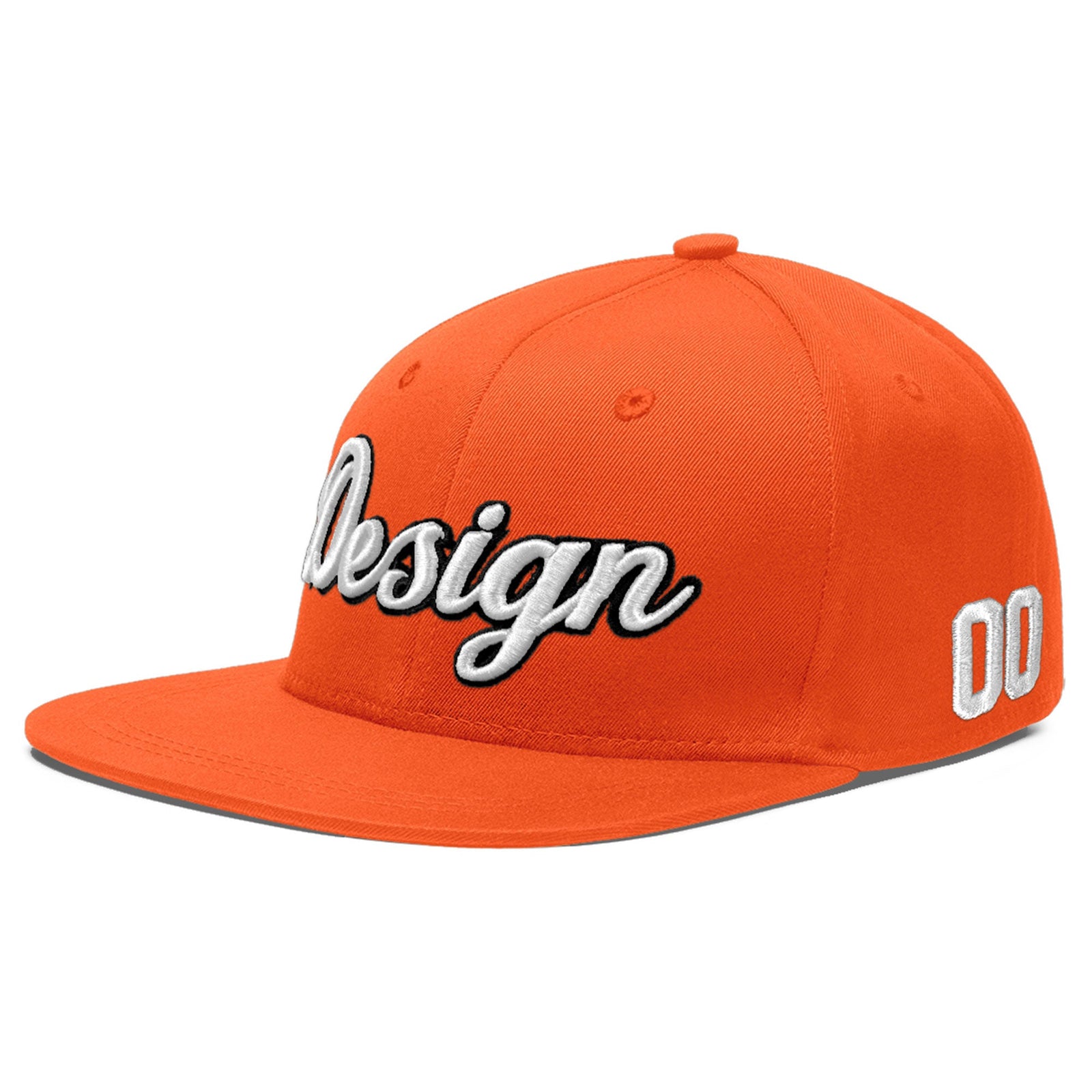 Custom Orange 3D Puff Embroidery Flat Embroidery Casual Sport Baseball Cap