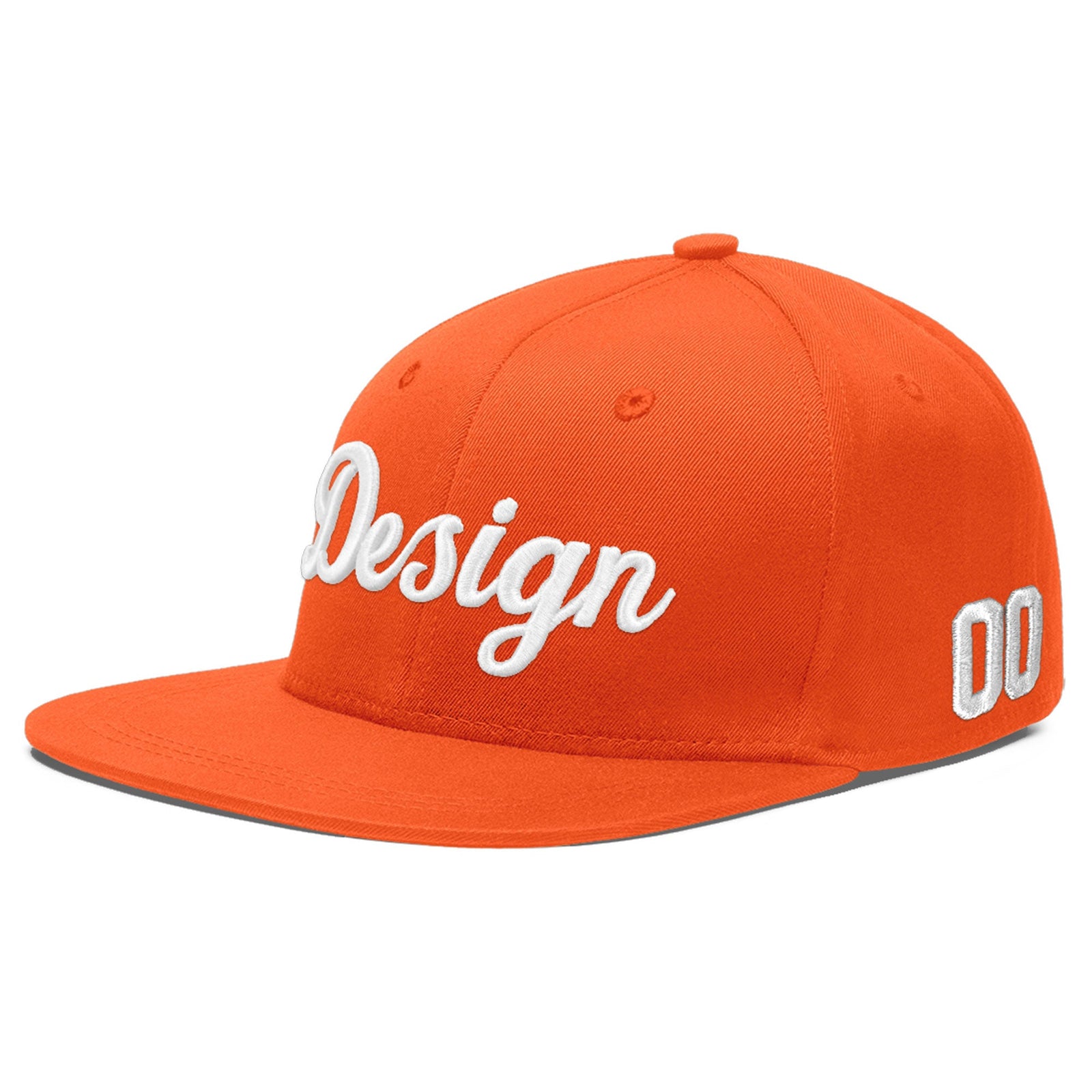 Custom Orange 3D Puff Embroidery Flat Embroidery Casual Sport Baseball Cap