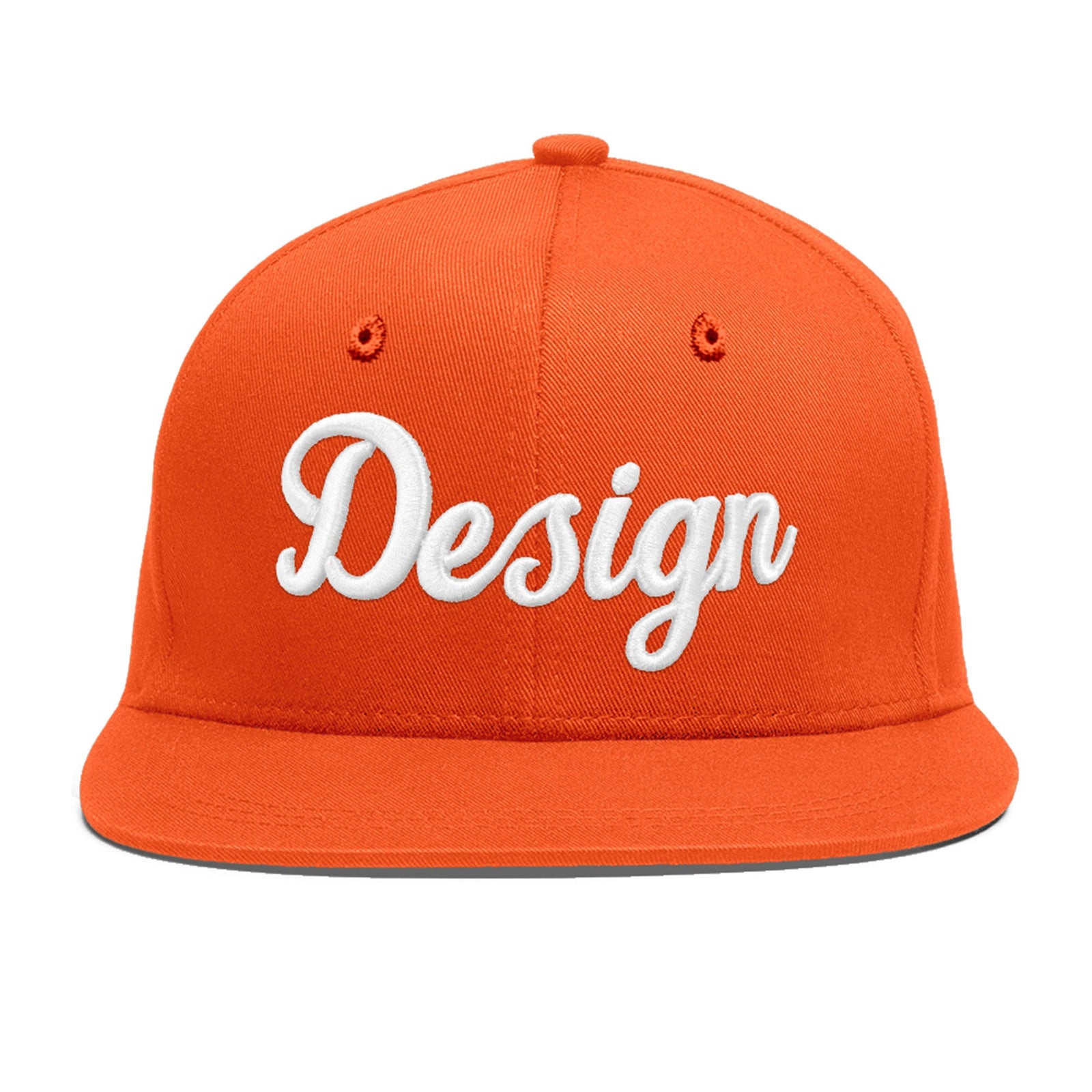 Custom Orange 3D Puff Embroidery Flat Embroidery Casual Sport Baseball Cap