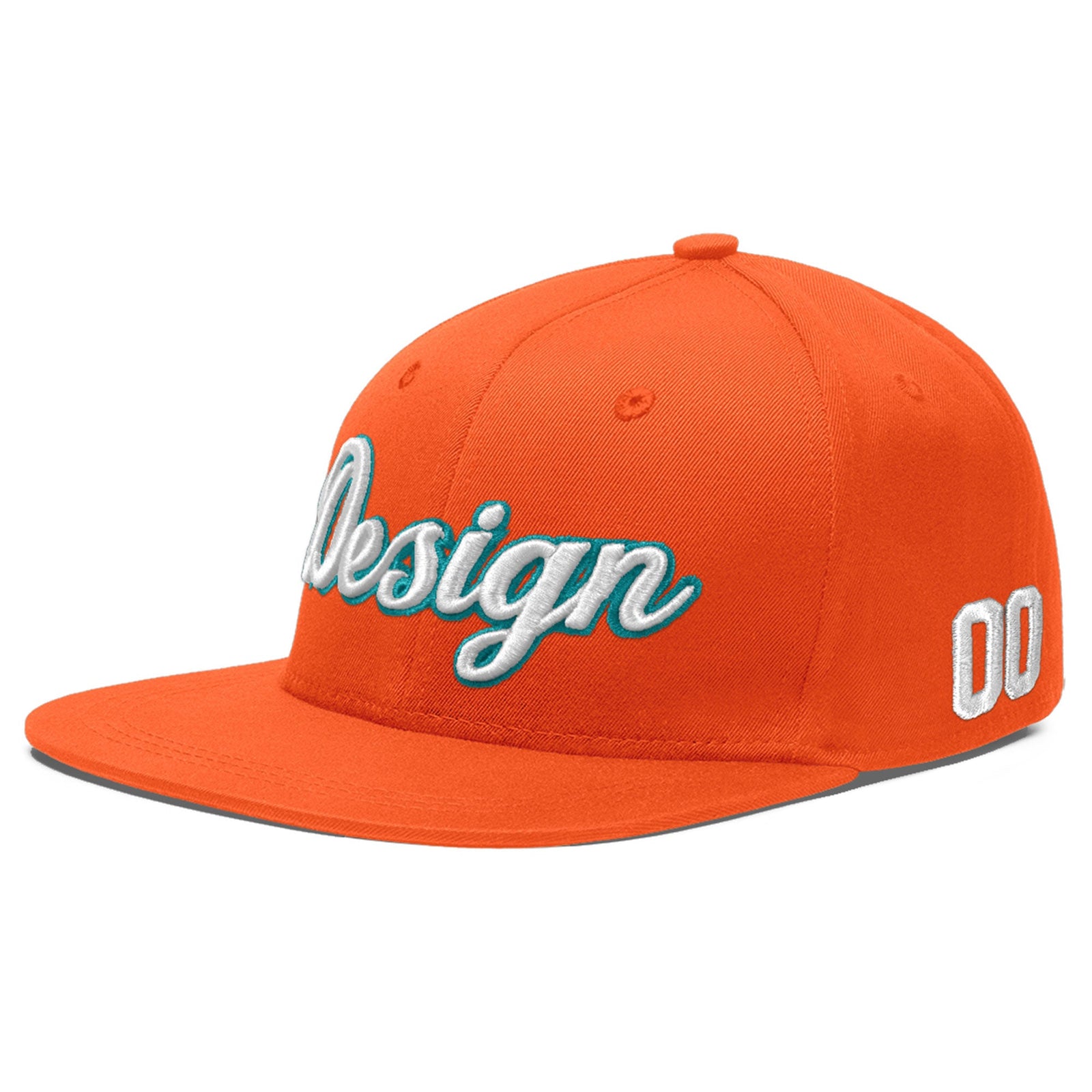 Custom Orange 3D Puff Embroidery Flat Embroidery Casual Sport Baseball Cap