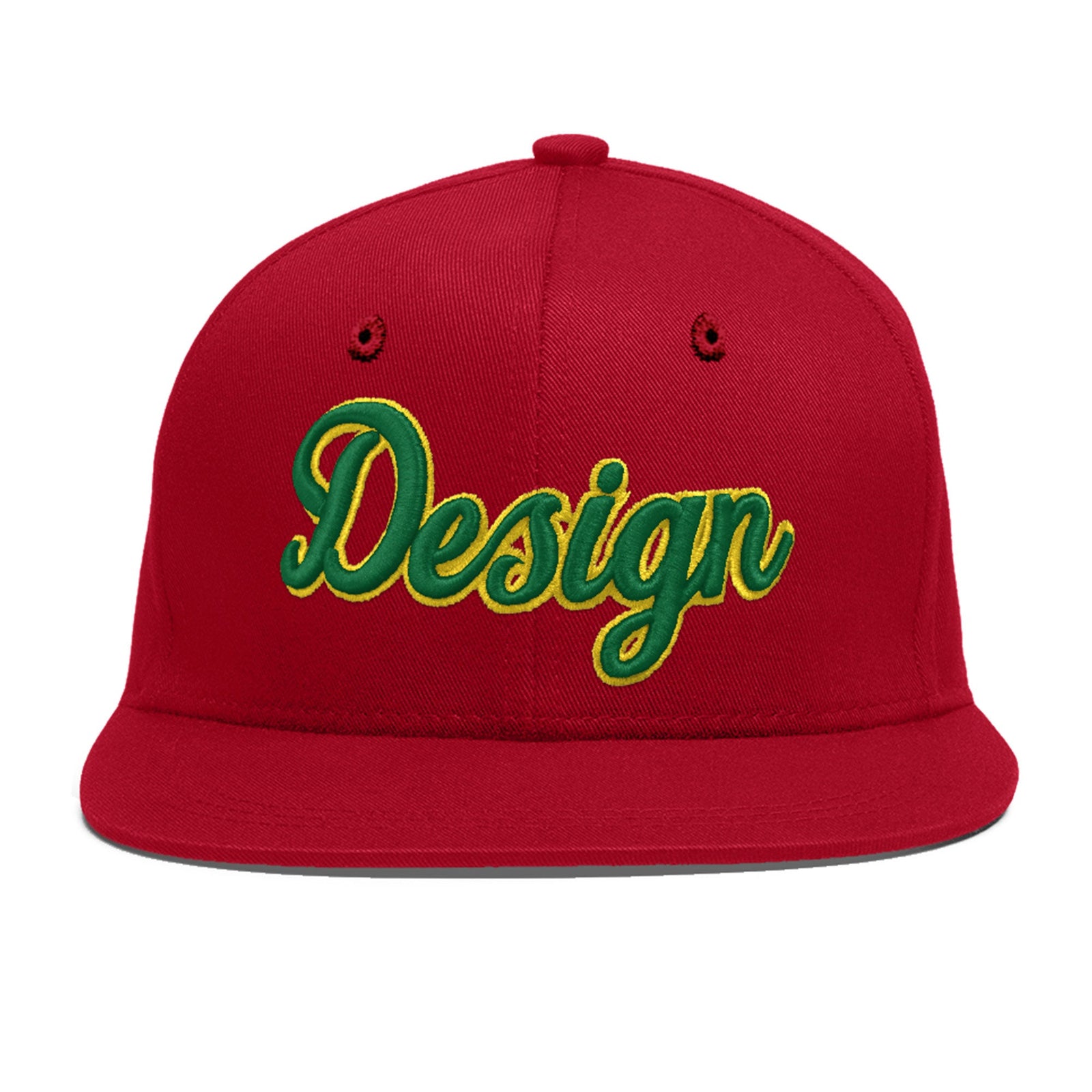 Custom Red 3D Puff Embroidery Flat Embroidery Casual Sport Baseball Cap