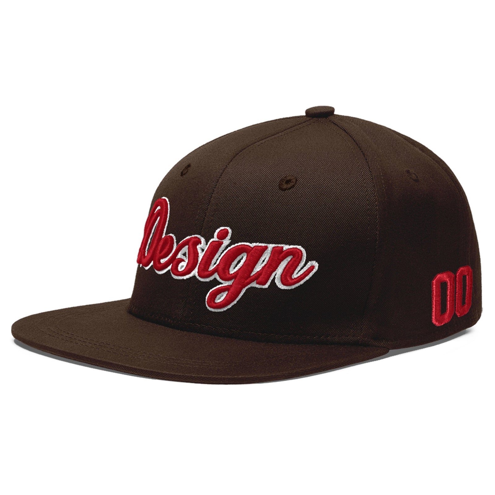 Custom Brown 3D Puff Embroidery Flat Embroidery Casual Sport Baseball Cap