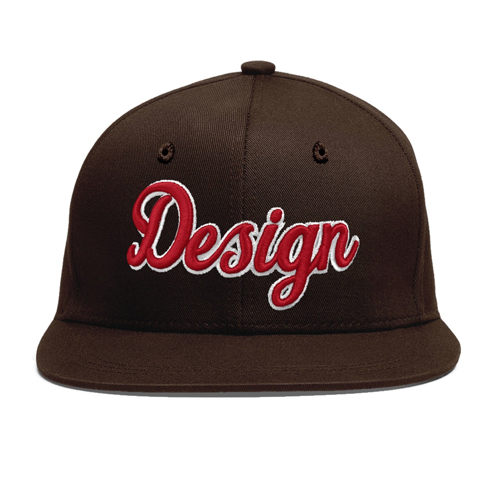 Custom Brown 3D Puff Embroidery Flat Embroidery Casual Sport Baseball Cap