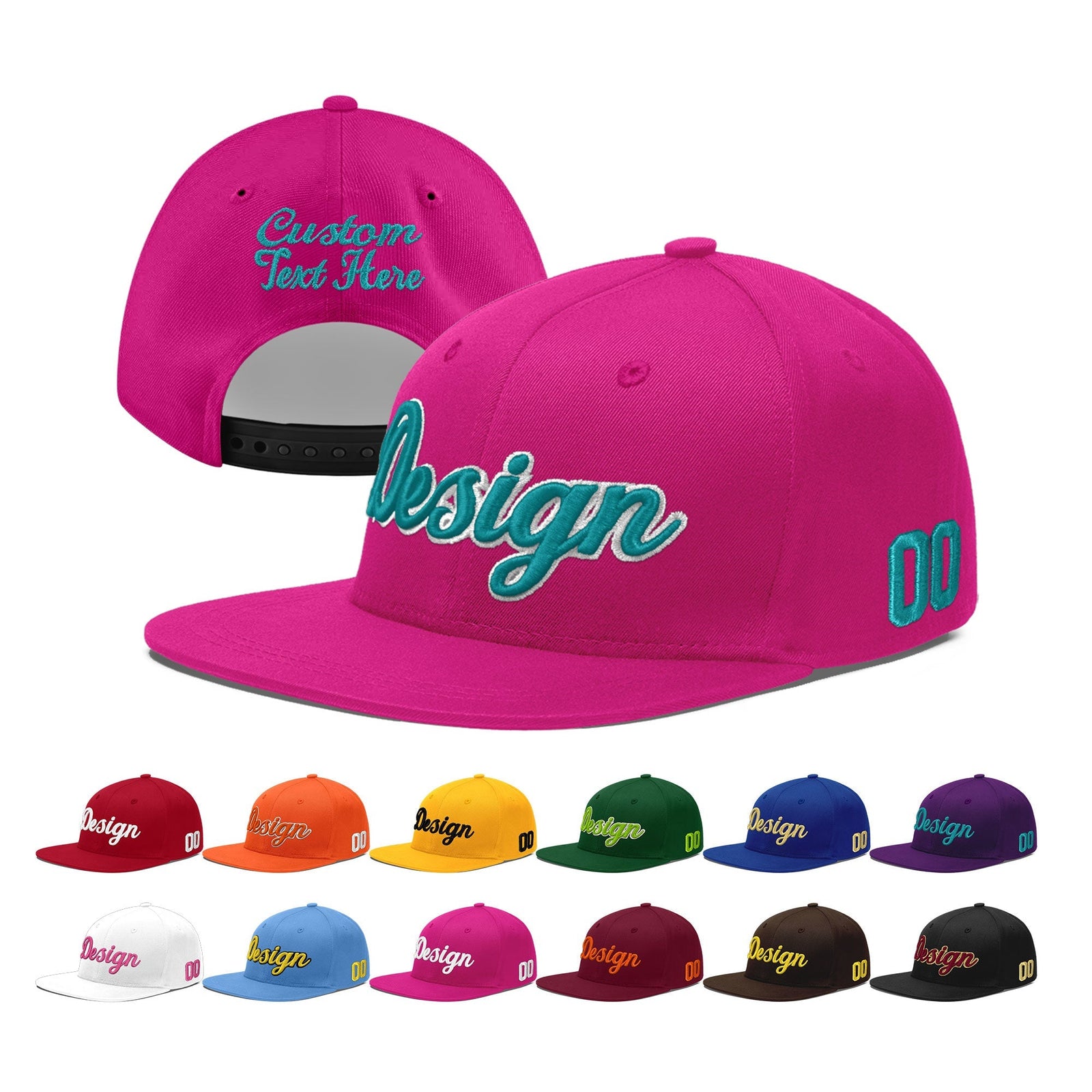 Custom Rose Red 3D Puff Embroidery Flat Embroidery Casual Sport Baseball Cap