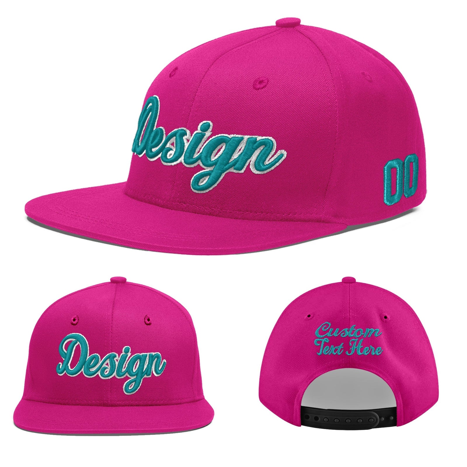 Custom Rose Red 3D Puff Embroidery Flat Embroidery Casual Sport Baseball Cap