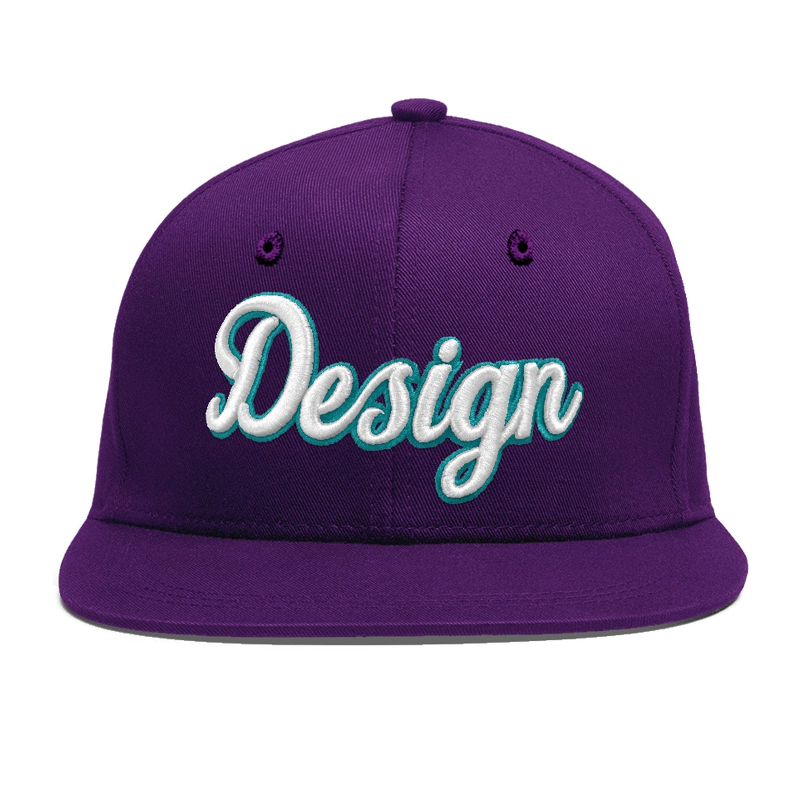 Custom Purple 3D Puff Embroidery Flat Embroidery Casual Sport Baseball Cap