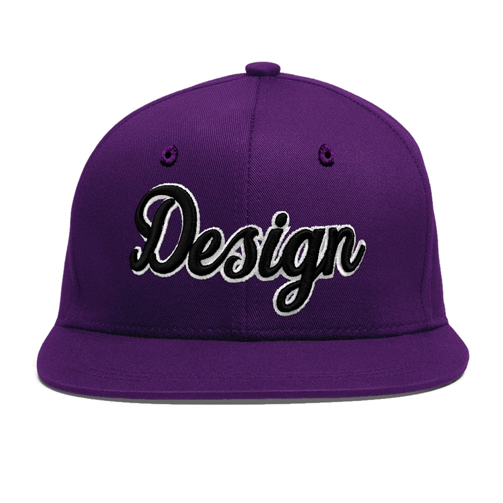 Custom Purple 3D Puff Embroidery Flat Embroidery Casual Sport Baseball Cap