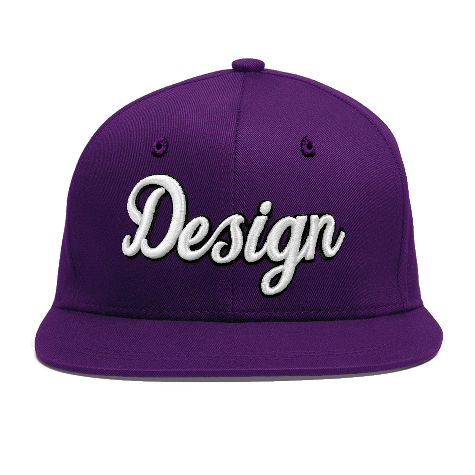 Custom Purple 3D Puff Embroidery Flat Embroidery Casual Sport Baseball Cap