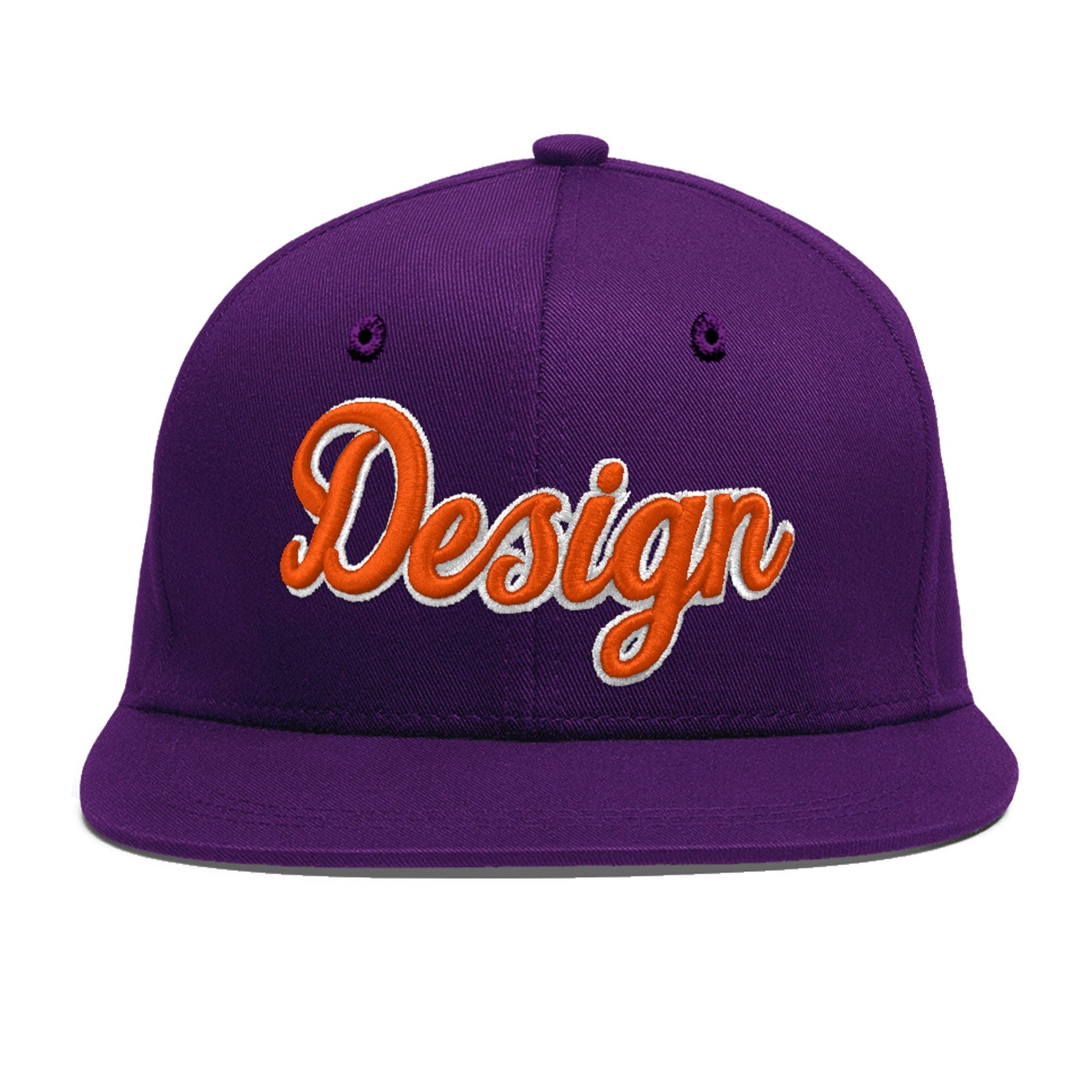 Custom Purple 3D Puff Embroidery Flat Embroidery Casual Sport Baseball Cap