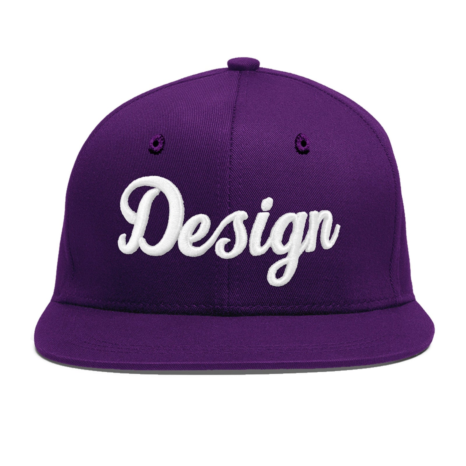 Custom Purple 3D Puff Embroidery Flat Embroidery Casual Sport Baseball Cap