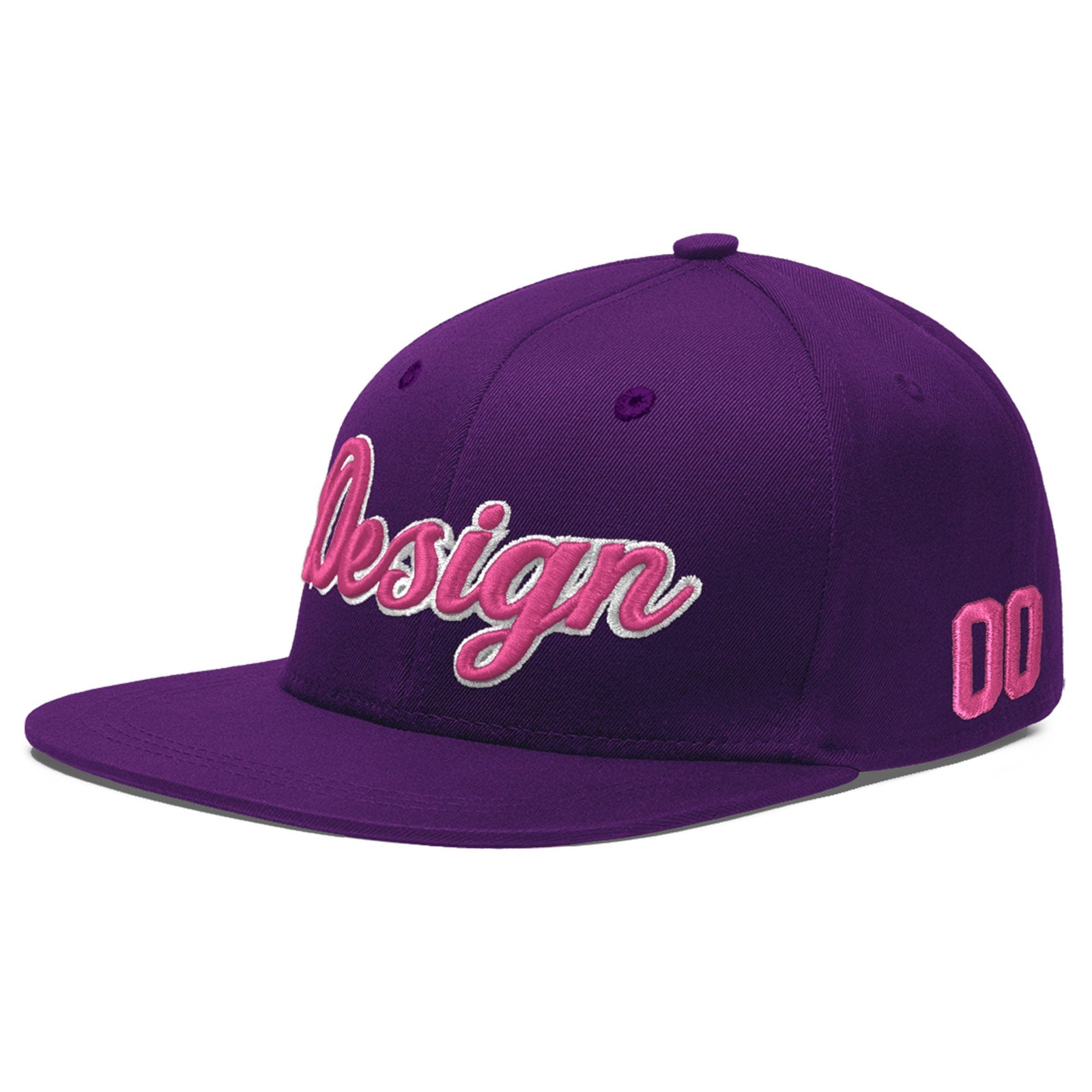 Custom Purple 3D Puff Embroidery Flat Embroidery Casual Sport Baseball Cap