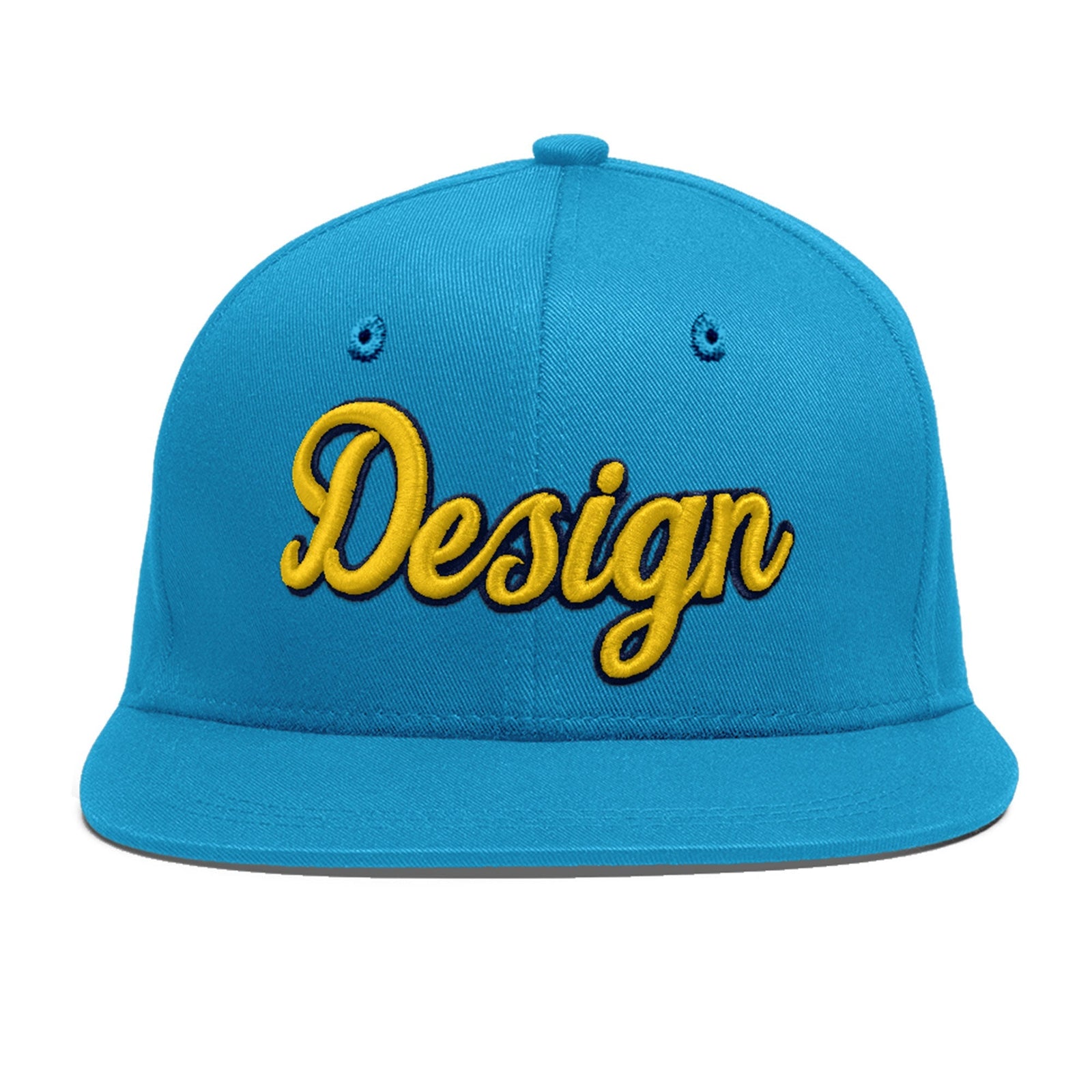 Custom Light Blue 3D Puff Embroidery Flat Embroidery Casual Sport Baseball Cap